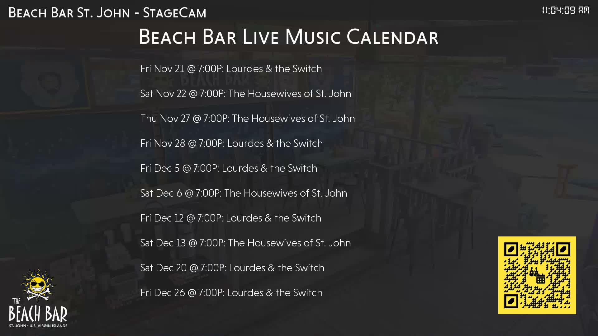 St. John, Cruz Bay The Beach Bar Stage Live Cam - Cruz Bay, St. John, United States Virgin Islands, USA