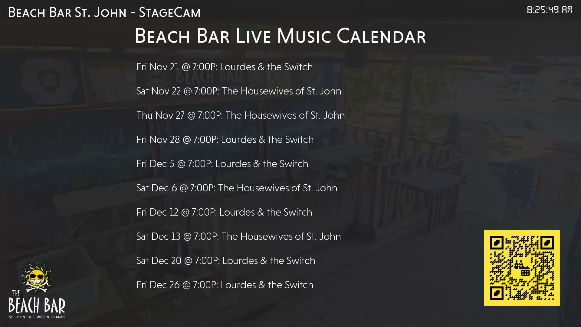 St. John, Cruz Bay The Beach Bar Stage Live Cam - Cruz Bay, St. John, United States Virgin Islands, USA