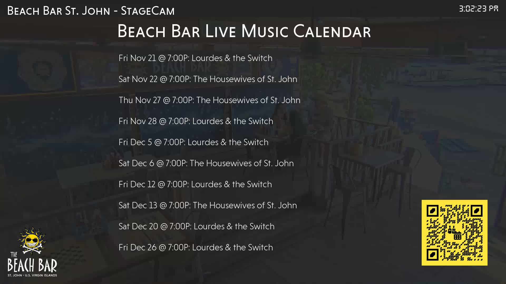 St. John, Cruz Bay The Beach Bar Stage Live Cam - Cruz Bay, St. John, United States Virgin Islands, USA