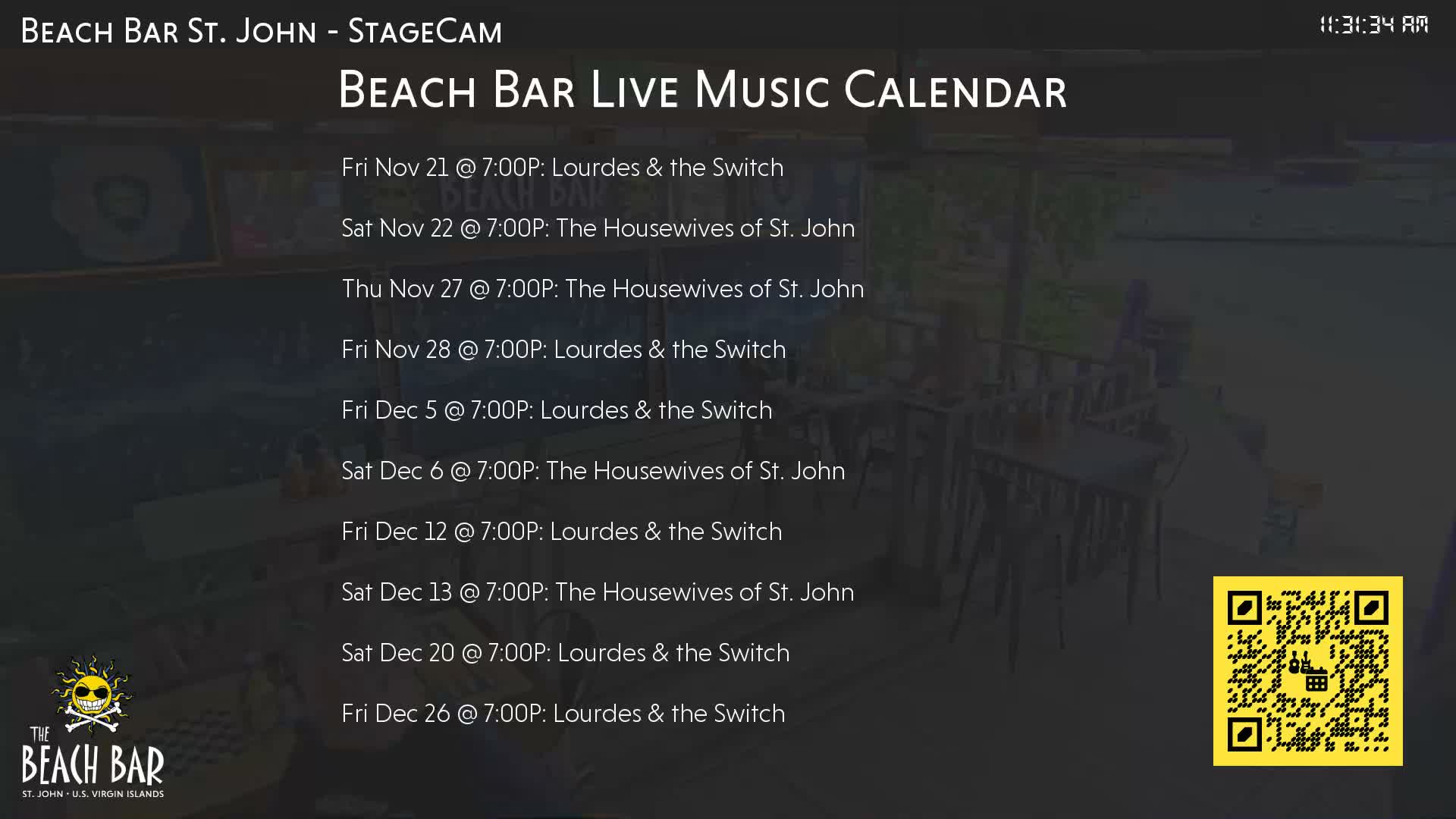 St. John, Cruz Bay The Beach Bar Stage Live Cam - Cruz Bay, St. John, United States Virgin Islands, USA