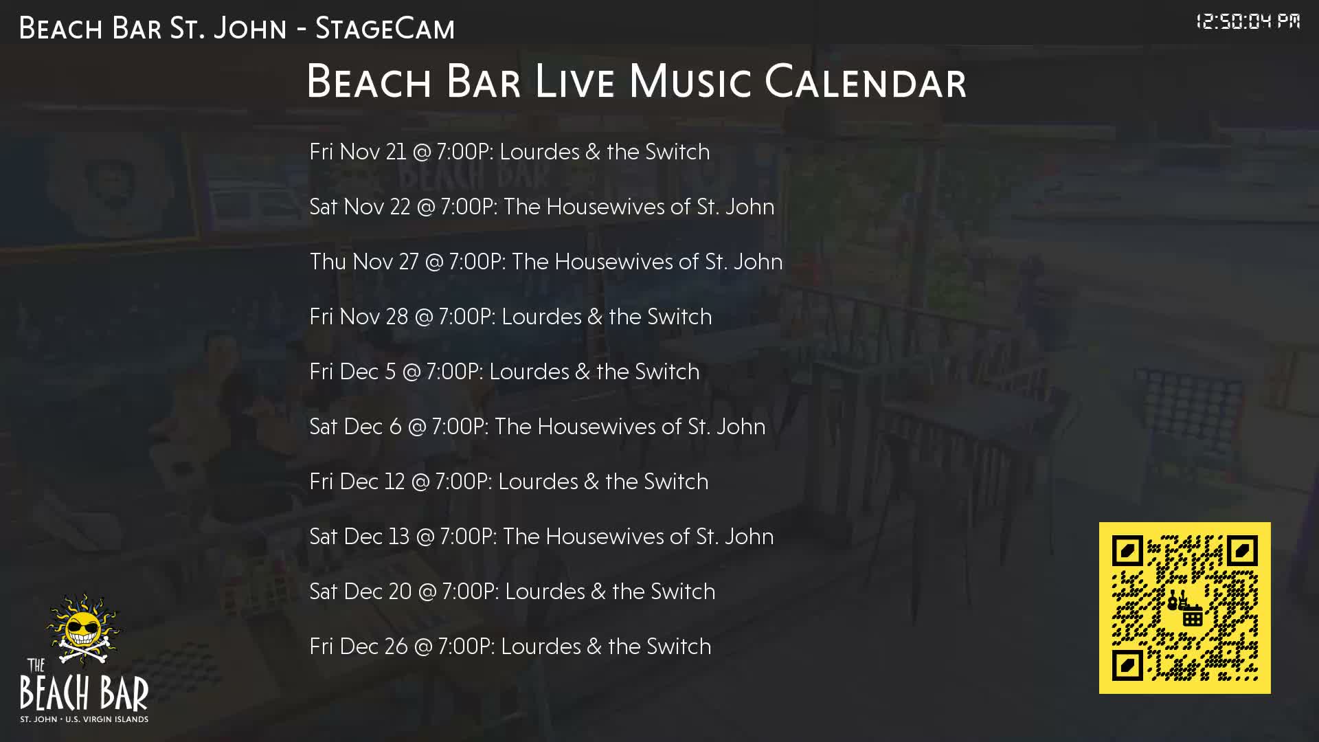St. John, Cruz Bay The Beach Bar Stage Live Cam - Cruz Bay, St. John, United States Virgin Islands, USA