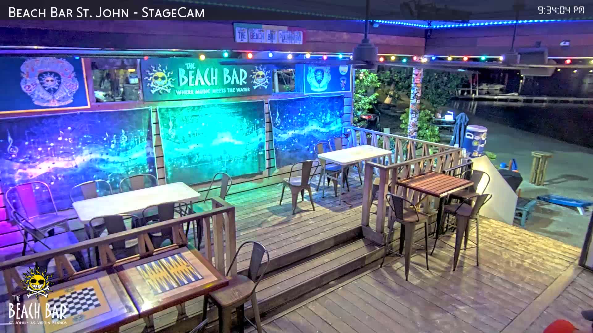 St. John, Cruz Bay The Beach Bar Stage Live Cam - Cruz Bay, St. John, United States Virgin Islands, USA