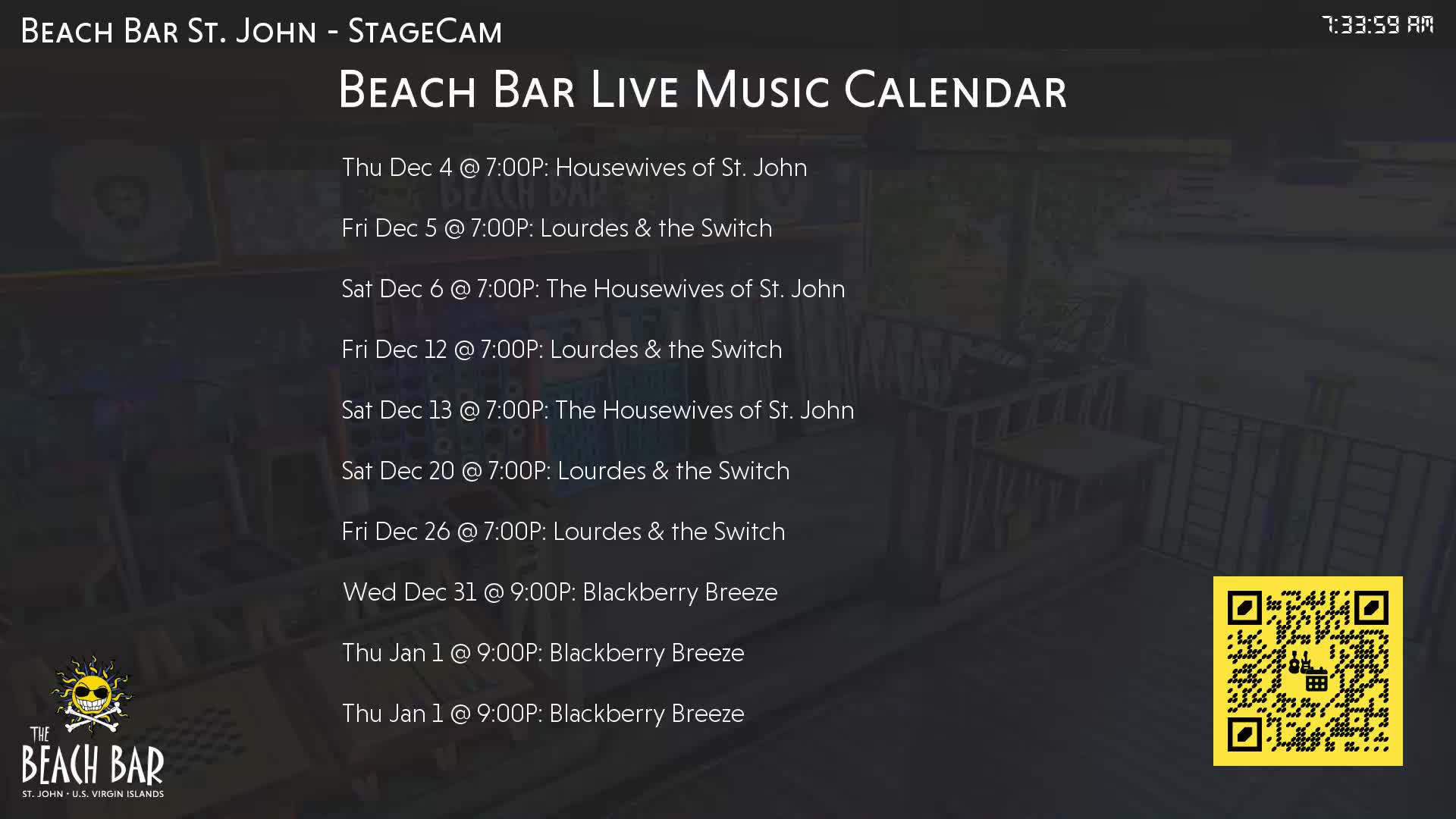 St. John, Cruz Bay The Beach Bar Stage Live Cam - Cruz Bay, St. John, United States Virgin Islands, USA