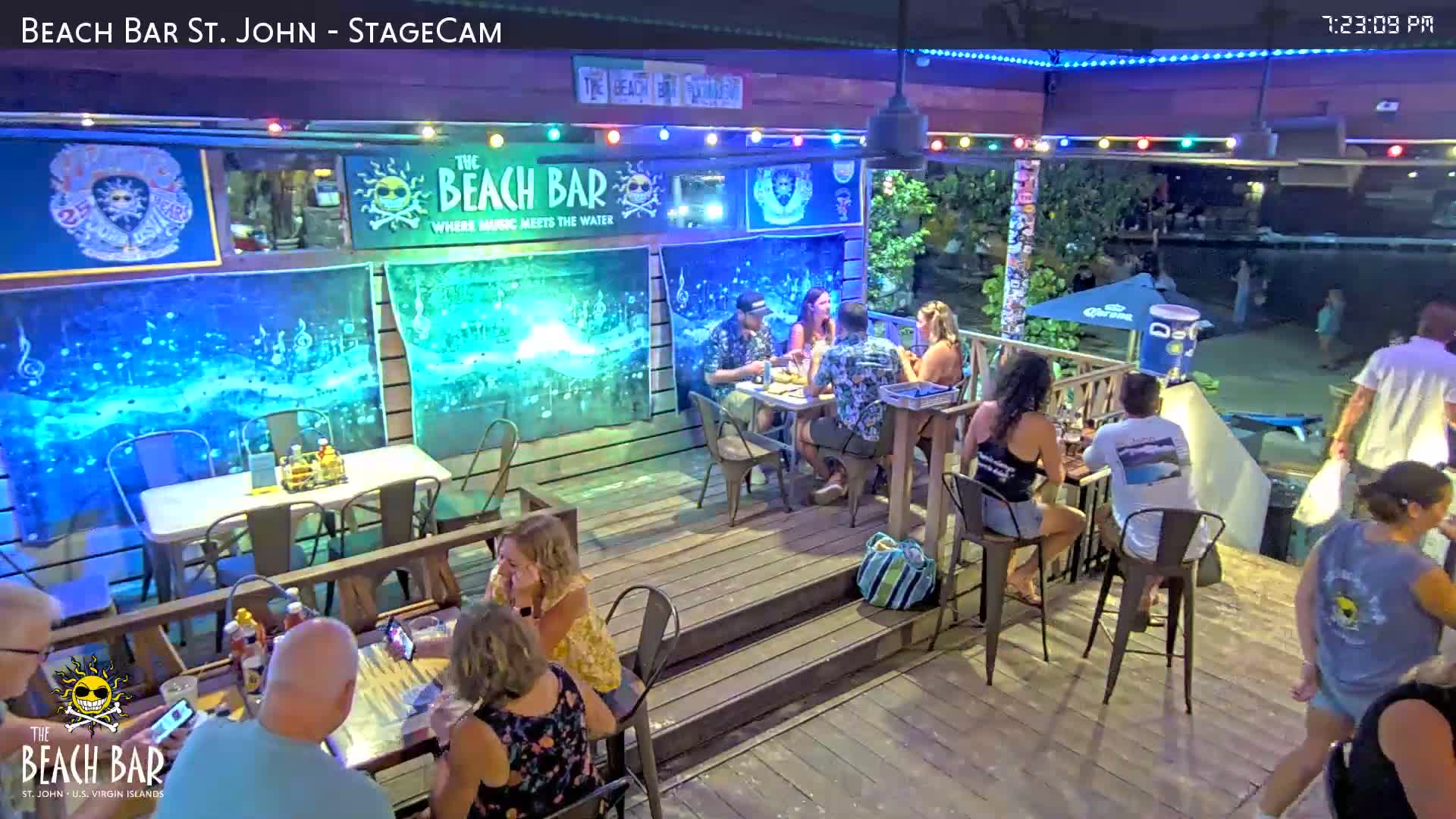 St. John, Cruz Bay The Beach Bar Stage Live Cam - Cruz Bay, St. John, United States Virgin Islands, USA