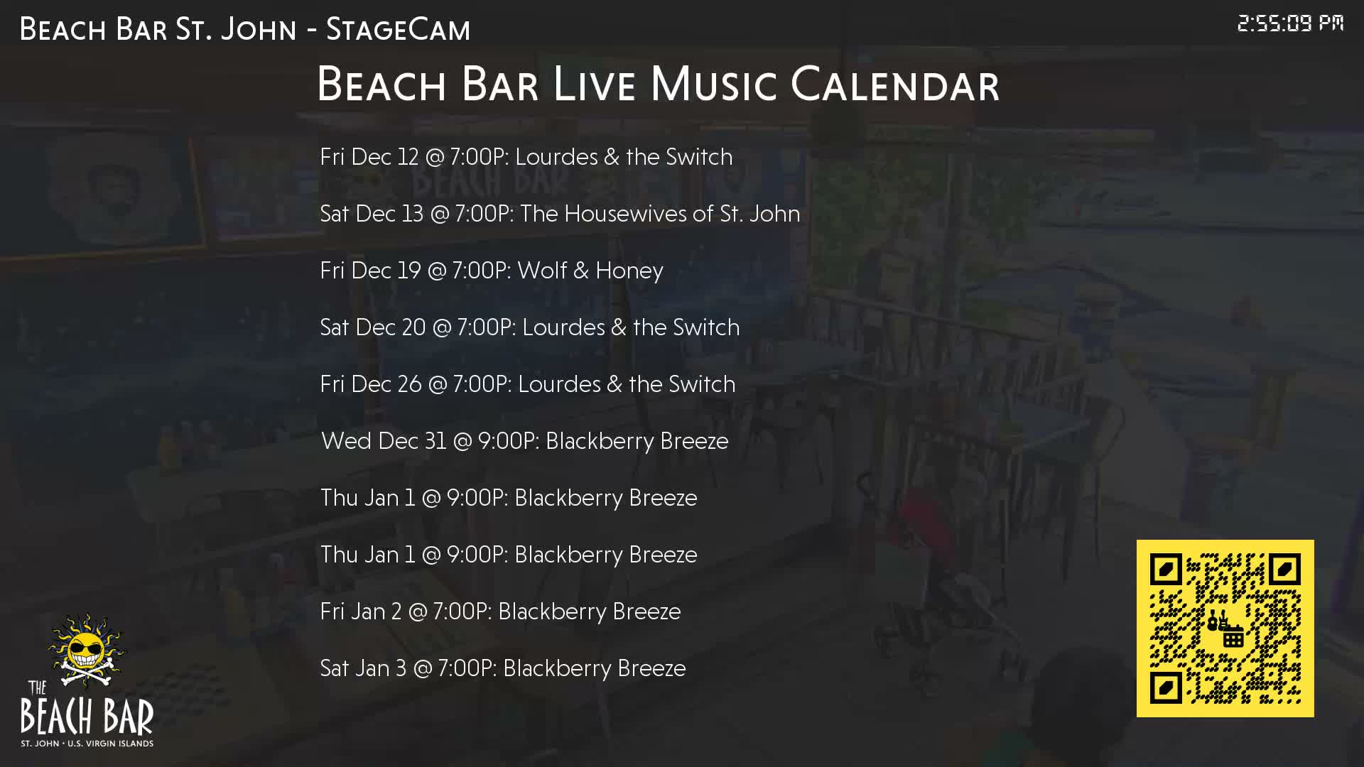 St. John, Cruz Bay The Beach Bar Stage Live Cam - Cruz Bay, St. John, United States Virgin Islands, USA