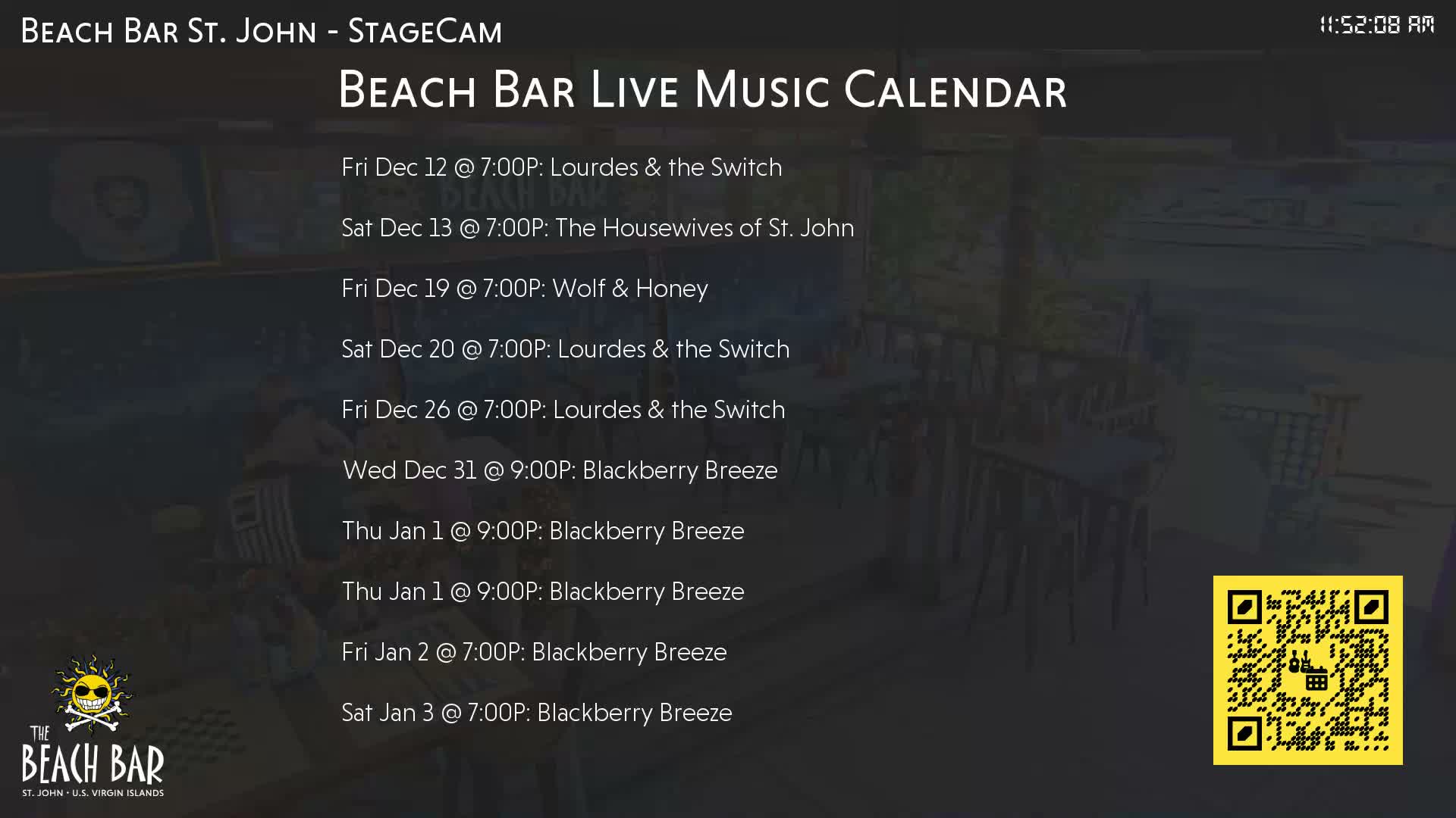 St. John, Cruz Bay The Beach Bar Stage Live Cam - Cruz Bay, St. John, United States Virgin Islands, USA