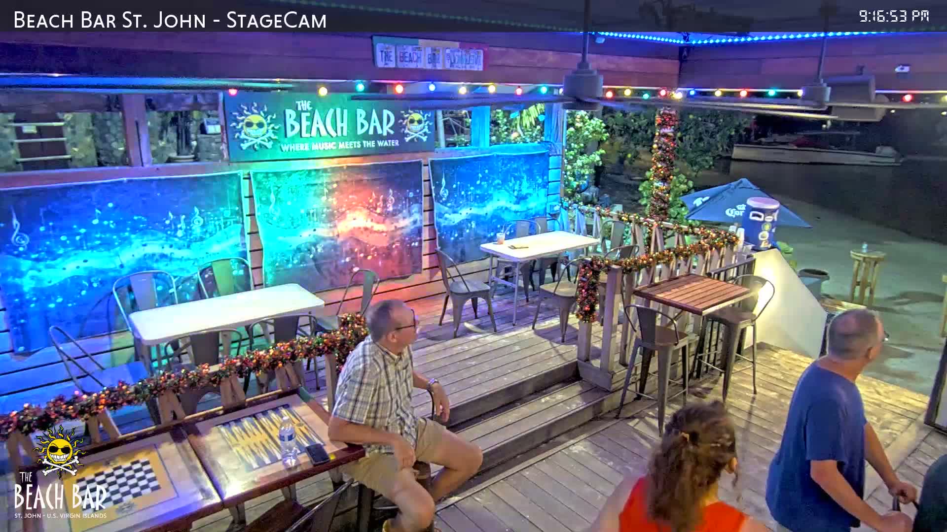 St. John, Cruz Bay The Beach Bar Stage Live Cam - Cruz Bay, St. John, United States Virgin Islands, USA