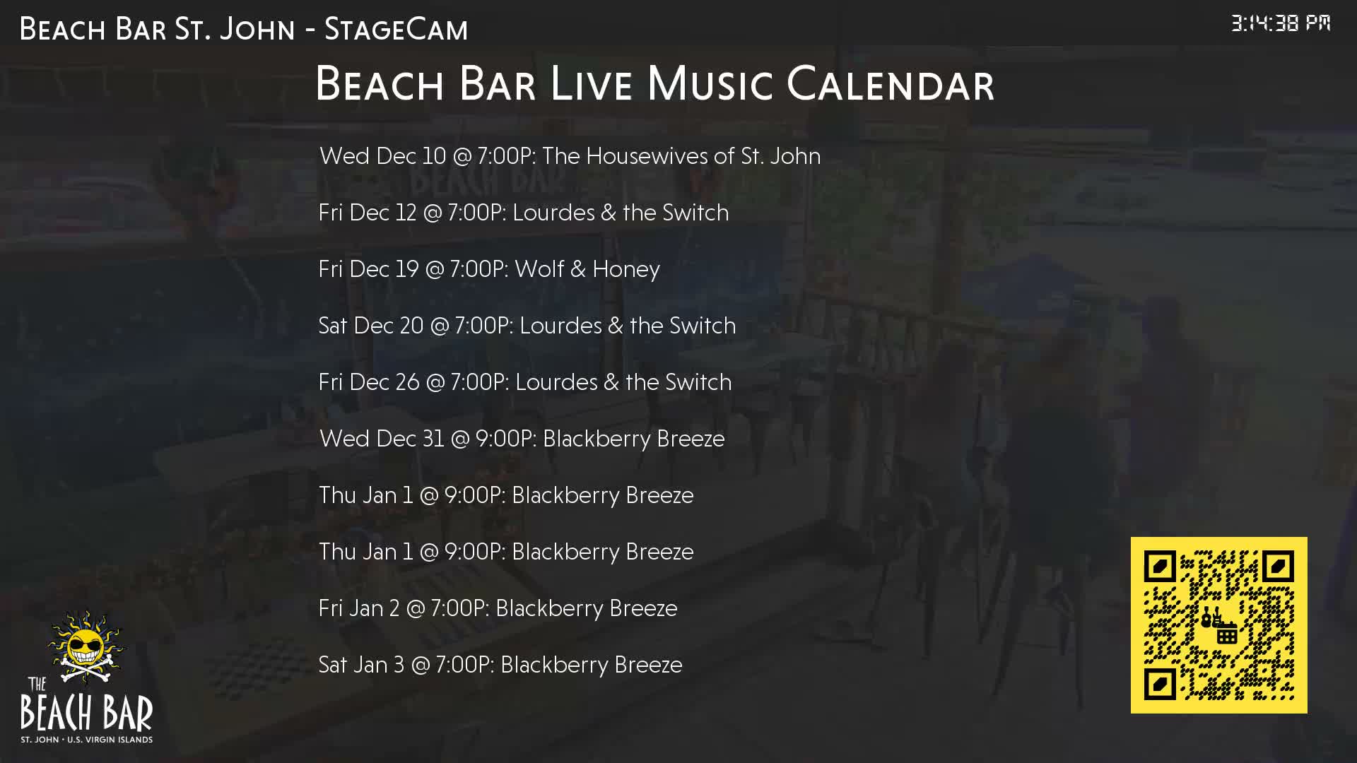 St. John, Cruz Bay The Beach Bar Stage Live Cam - Cruz Bay, St. John, United States Virgin Islands, USA