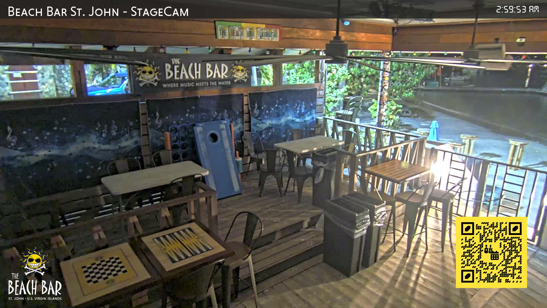 St. John, Cruz Bay The Beach Bar Stage Live Cam - Cruz Bay, St. John, United States Virgin Islands, USA