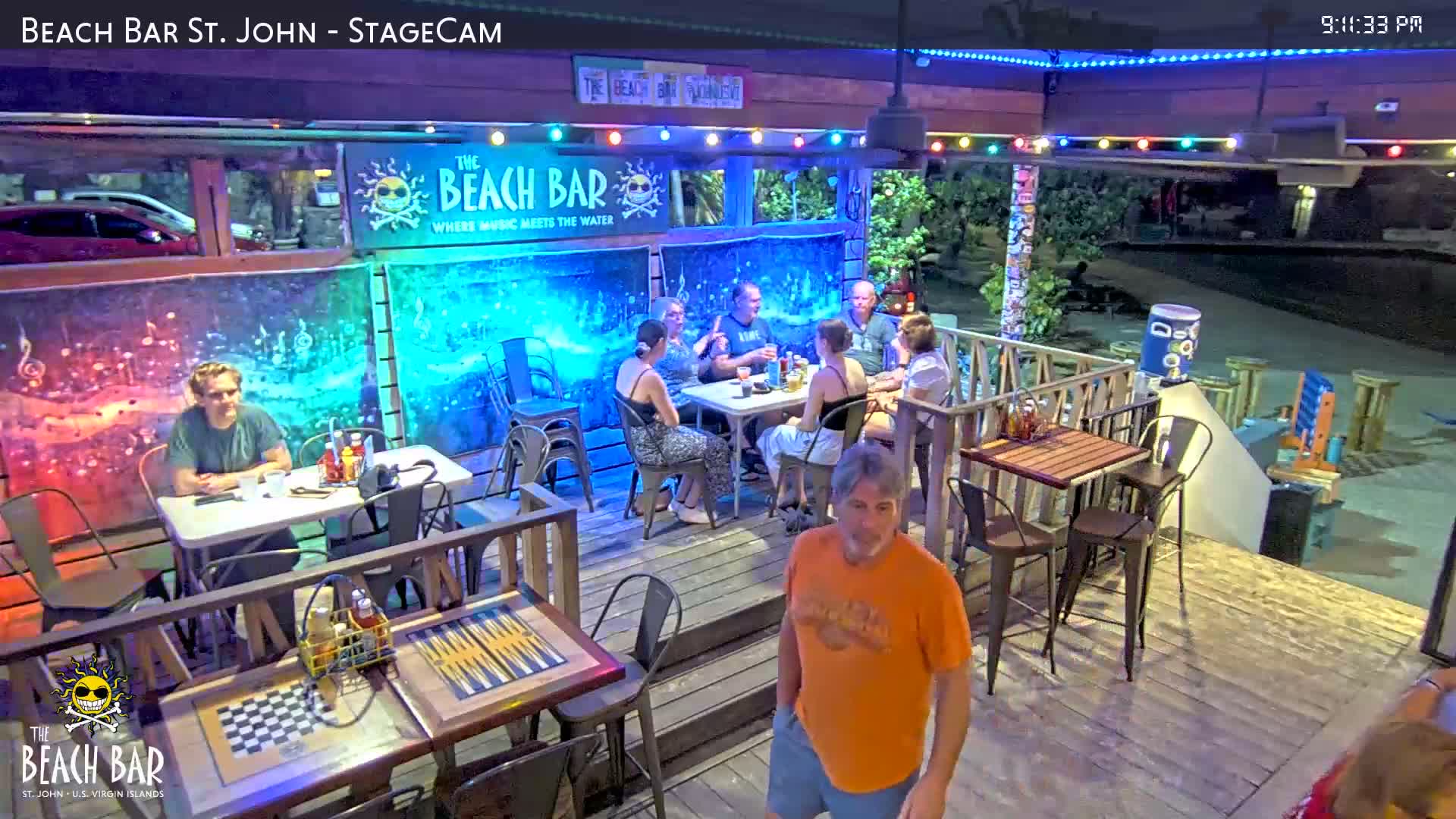 St. John, Cruz Bay The Beach Bar Stage Live Cam - Cruz Bay, St. John, United States Virgin Islands, USA