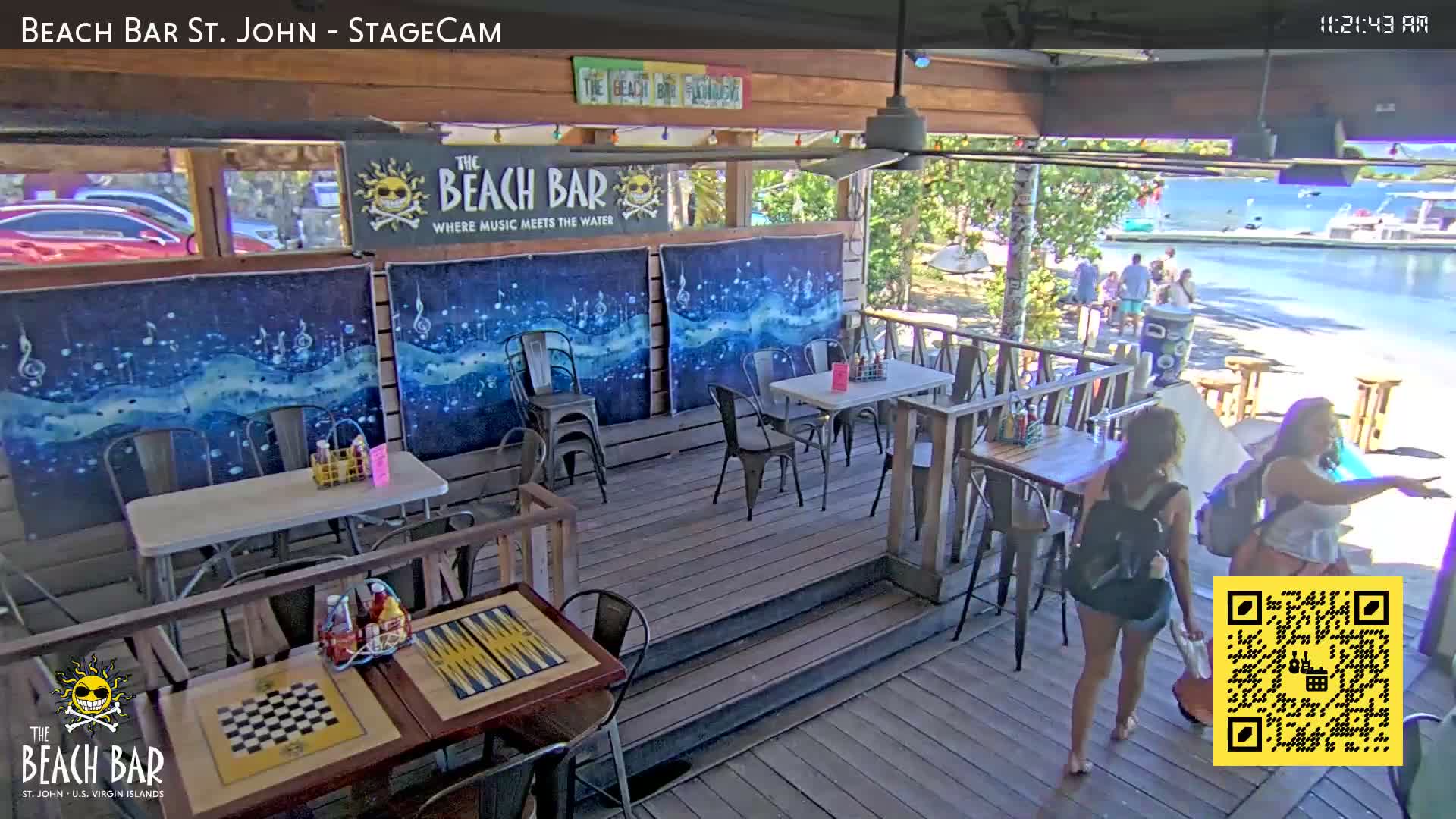 St. John, Cruz Bay The Beach Bar Stage Live Cam - Cruz Bay, St. John, United States Virgin Islands, USA