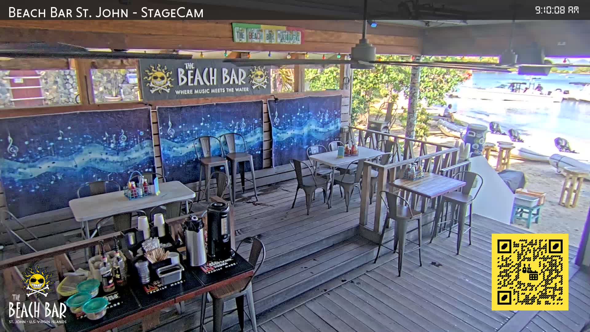 St. John, Cruz Bay The Beach Bar Stage Live Cam - Cruz Bay, St. John, United States Virgin Islands, USA