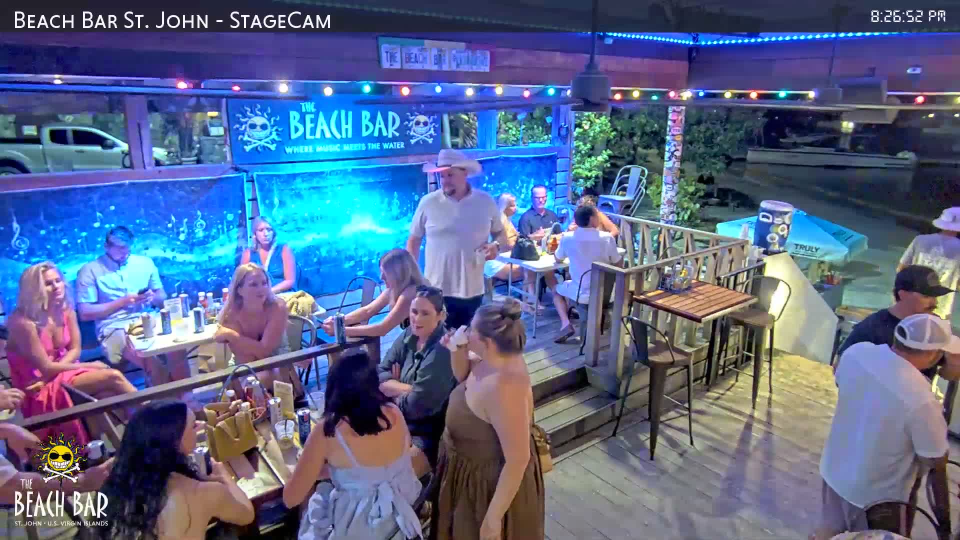 St. John, Cruz Bay The Beach Bar Stage Live Cam - Cruz Bay, St. John, United States Virgin Islands, USA