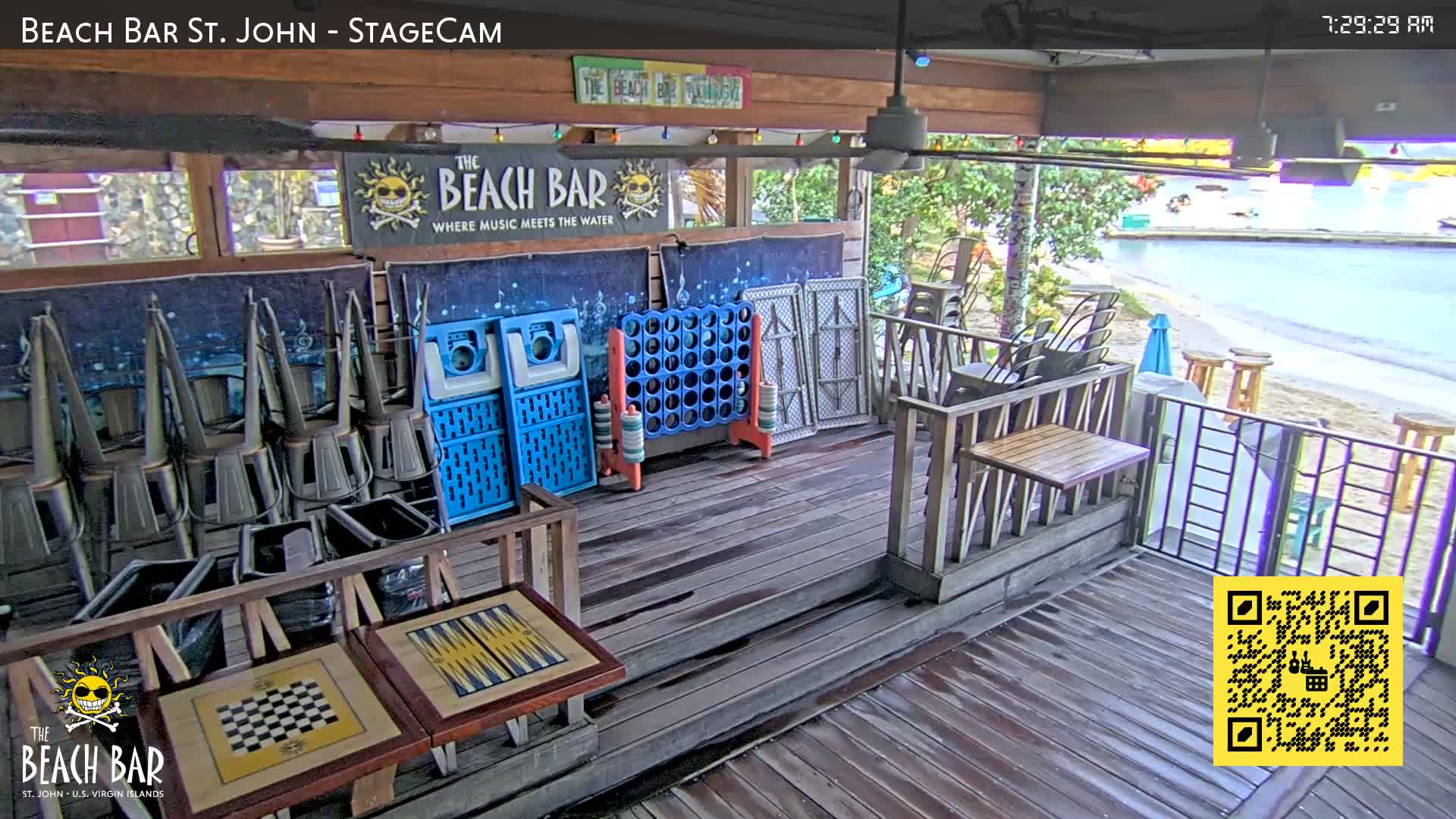 St. John, Cruz Bay The Beach Bar Stage Live Cam - Cruz Bay, St. John, United States Virgin Islands, USA