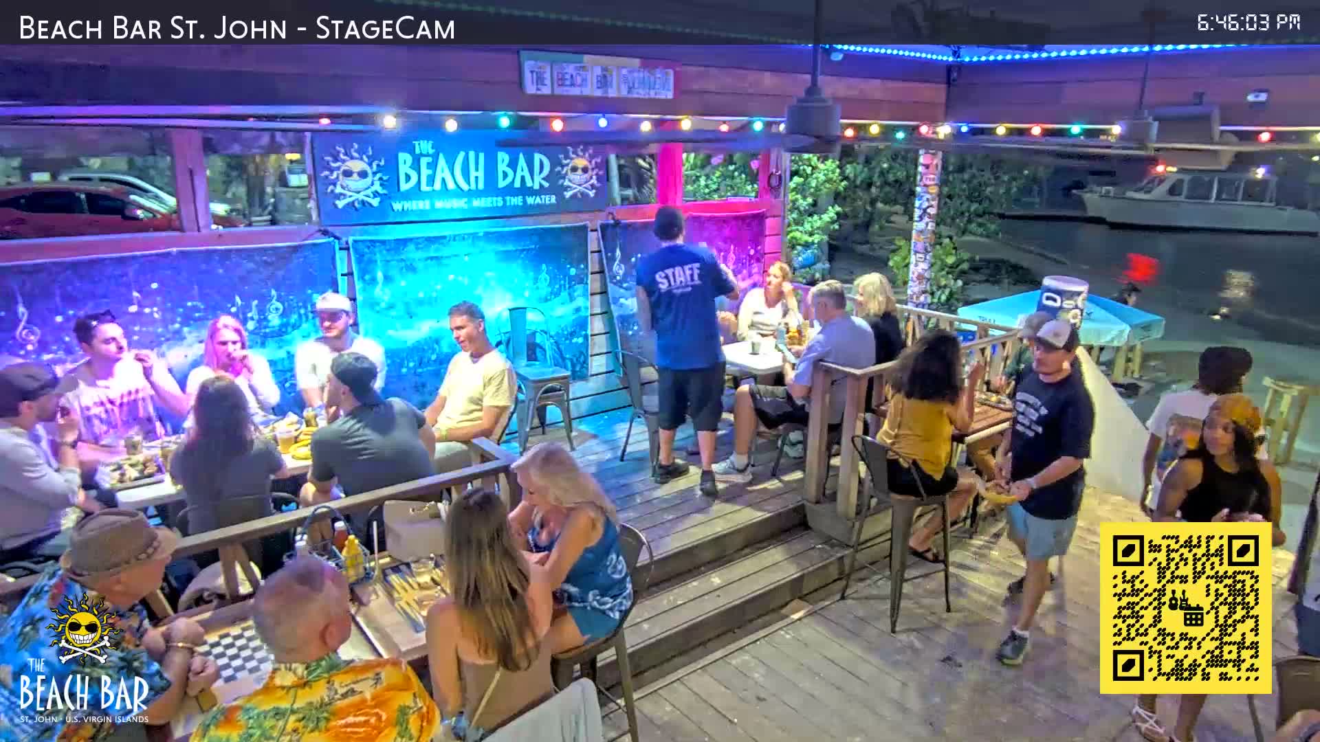 St. John, Cruz Bay The Beach Bar Stage Live Cam - Cruz Bay, St. John, United States Virgin Islands, USA
