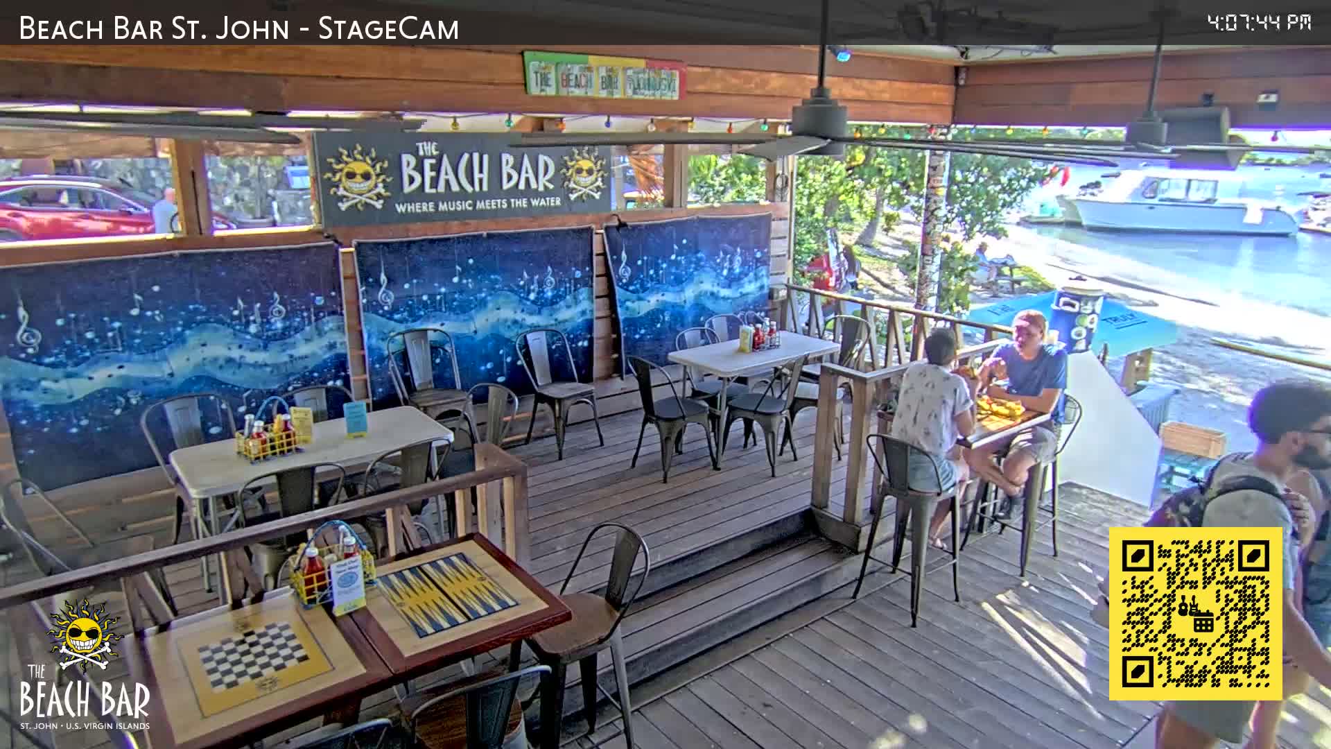 St. John, Cruz Bay The Beach Bar Stage Live Cam - Cruz Bay, St. John, United States Virgin Islands, USA