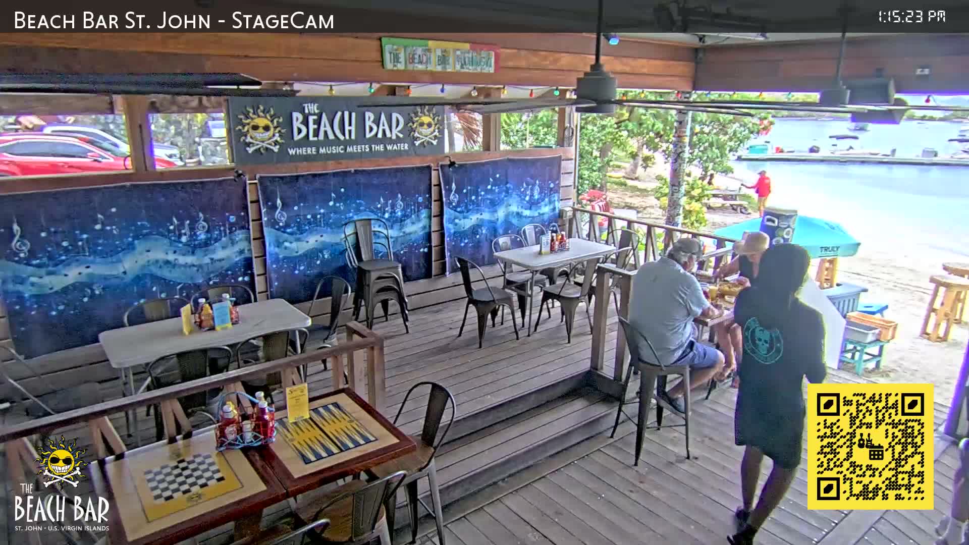 St. John, Cruz Bay The Beach Bar Stage Live Cam - Cruz Bay, St. John, United States Virgin Islands, USA