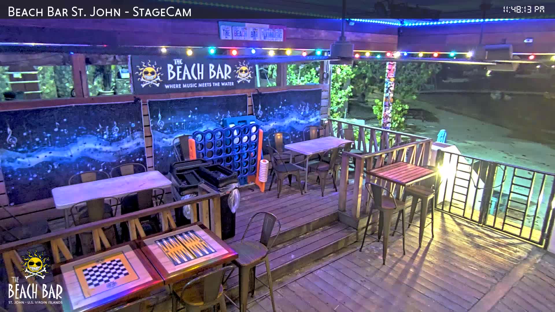 St. John, Cruz Bay The Beach Bar Stage Live Cam - Cruz Bay, St. John, United States Virgin Islands, USA
