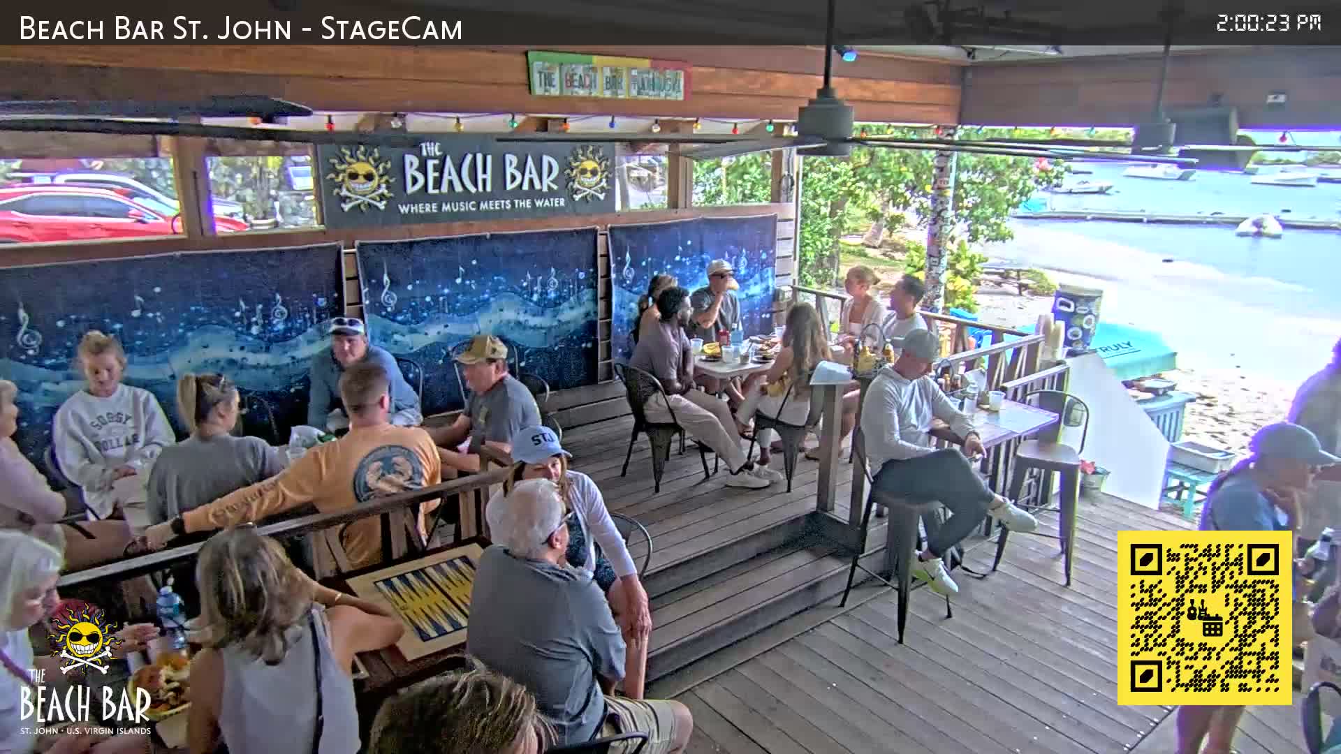 St. John, Cruz Bay The Beach Bar Stage Live Cam - Cruz Bay, St. John, United States Virgin Islands, USA