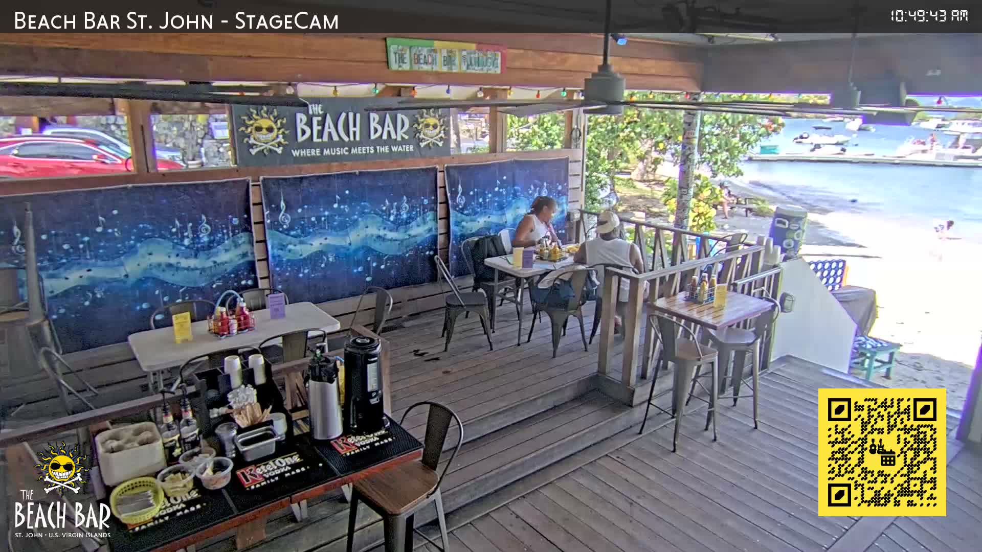 St. John, Cruz Bay The Beach Bar Stage Live Cam - Cruz Bay, St. John, United States Virgin Islands, USA