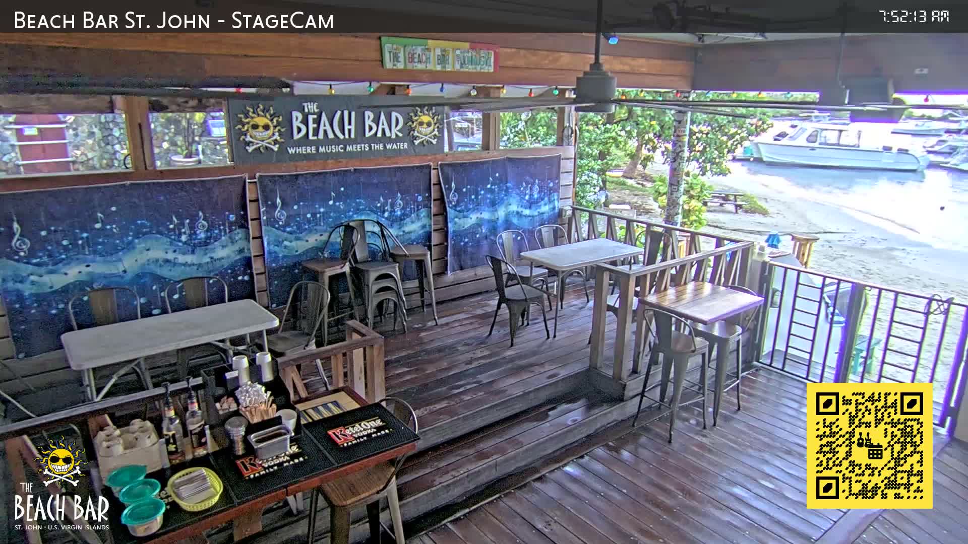St. John, Cruz Bay The Beach Bar Stage Live Cam - Cruz Bay, St. John, United States Virgin Islands, USA