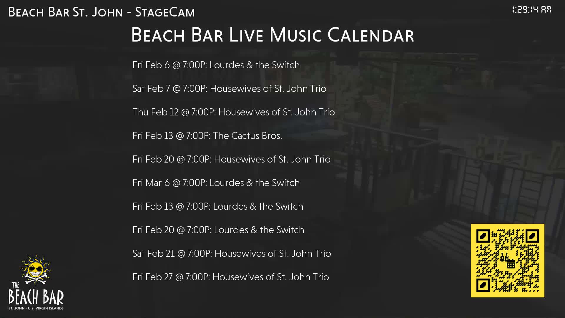 St. John, Cruz Bay The Beach Bar Stage Live Cam - Cruz Bay, St. John, United States Virgin Islands, USA