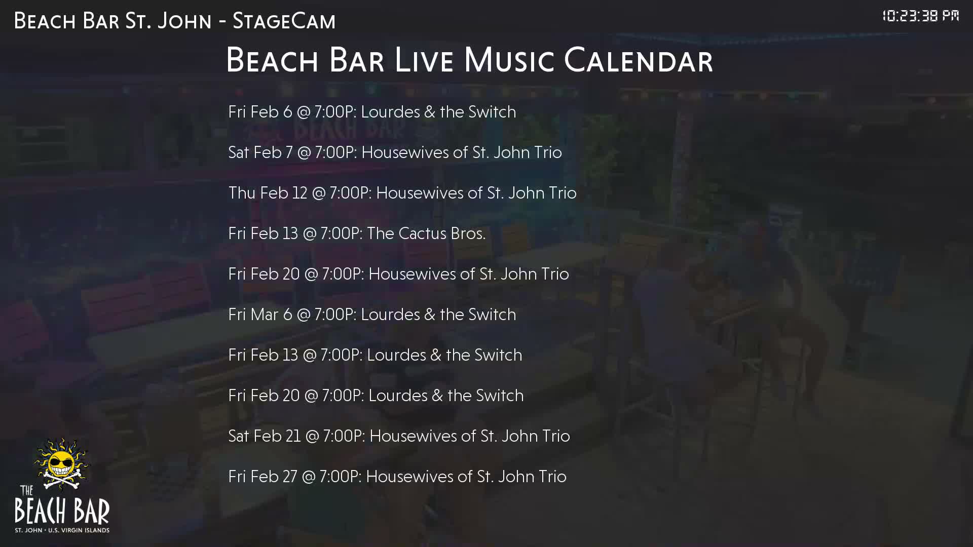 St. John, Cruz Bay The Beach Bar Stage Live Cam - Cruz Bay, St. John, United States Virgin Islands, USA