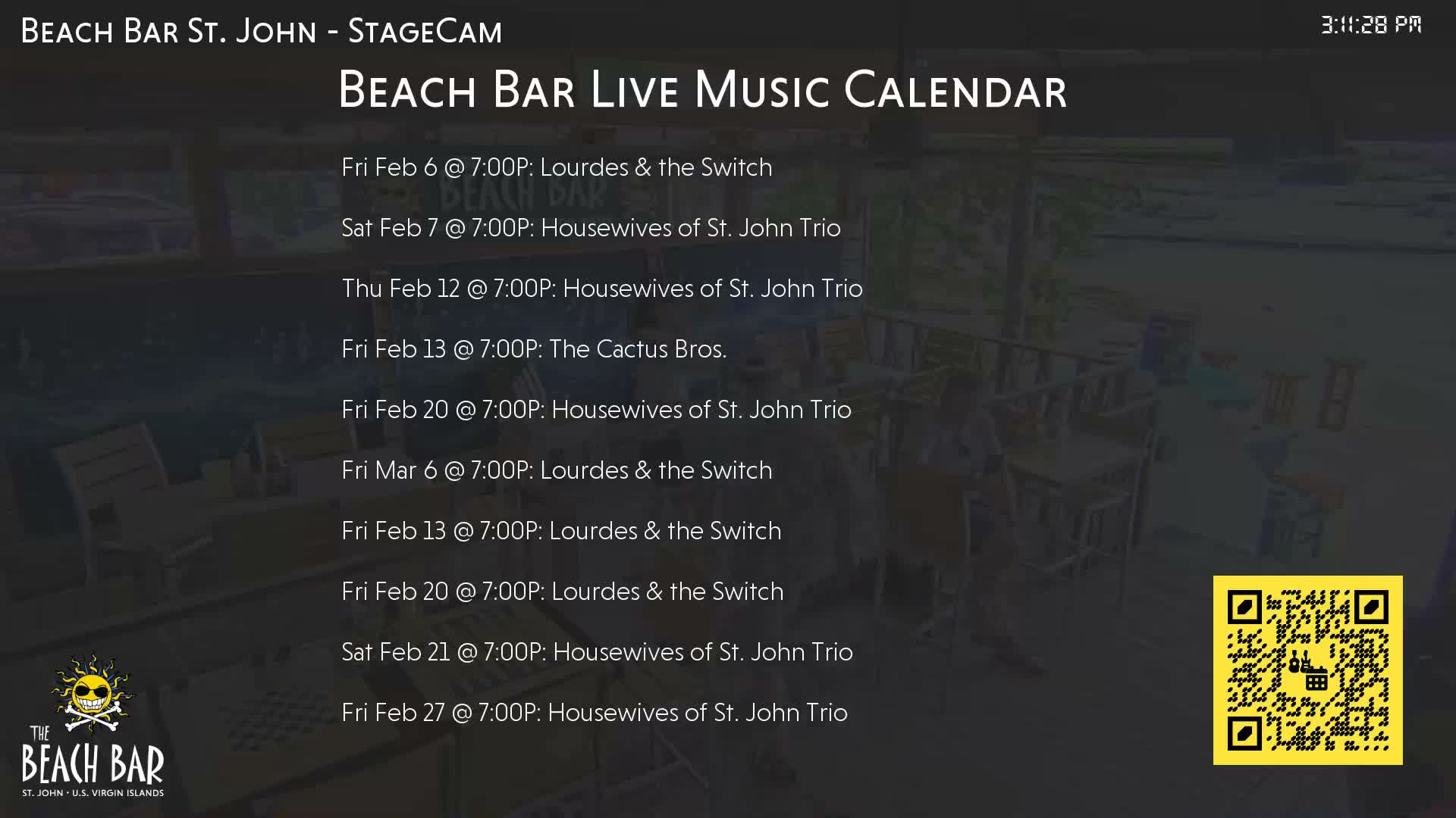 St. John, Cruz Bay The Beach Bar Stage Live Cam - Cruz Bay, St. John, United States Virgin Islands, USA