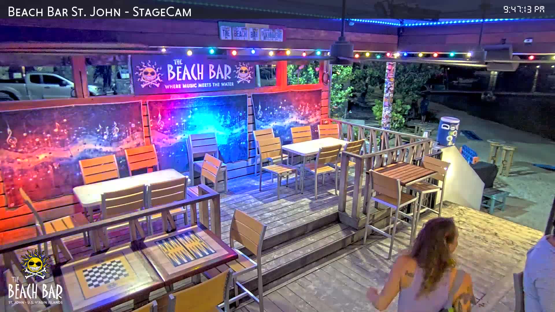 St. John, Cruz Bay The Beach Bar Stage Live Cam - Cruz Bay, St. John, United States Virgin Islands, USA