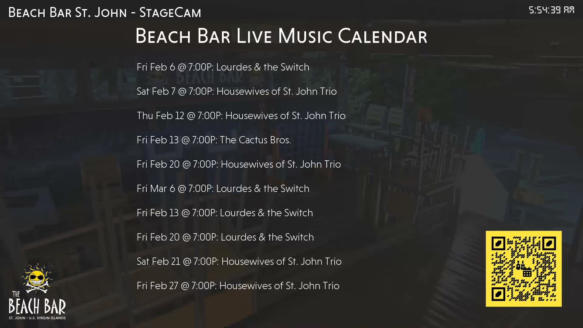 St. John, Cruz Bay The Beach Bar Stage Live Cam - Cruz Bay, St. John, United States Virgin Islands, USA