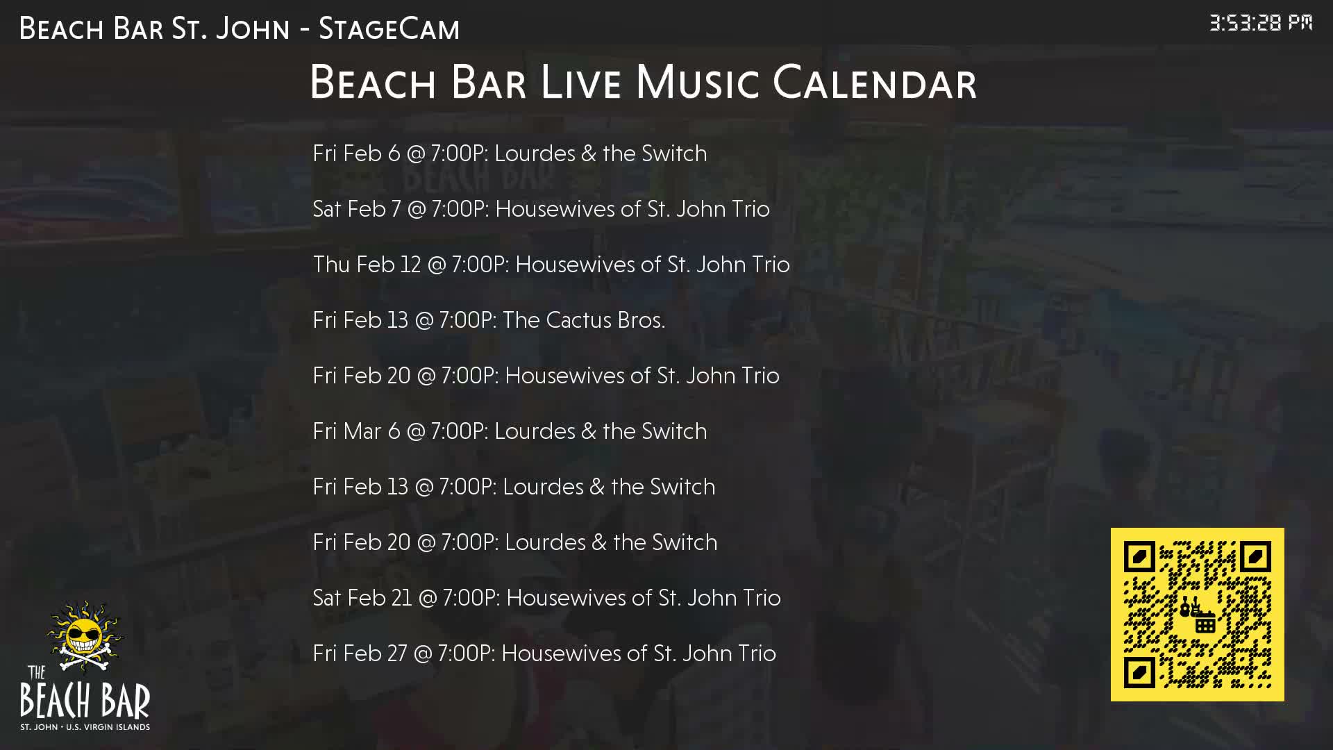 St. John, Cruz Bay The Beach Bar Stage Live Cam - Cruz Bay, St. John, United States Virgin Islands, USA