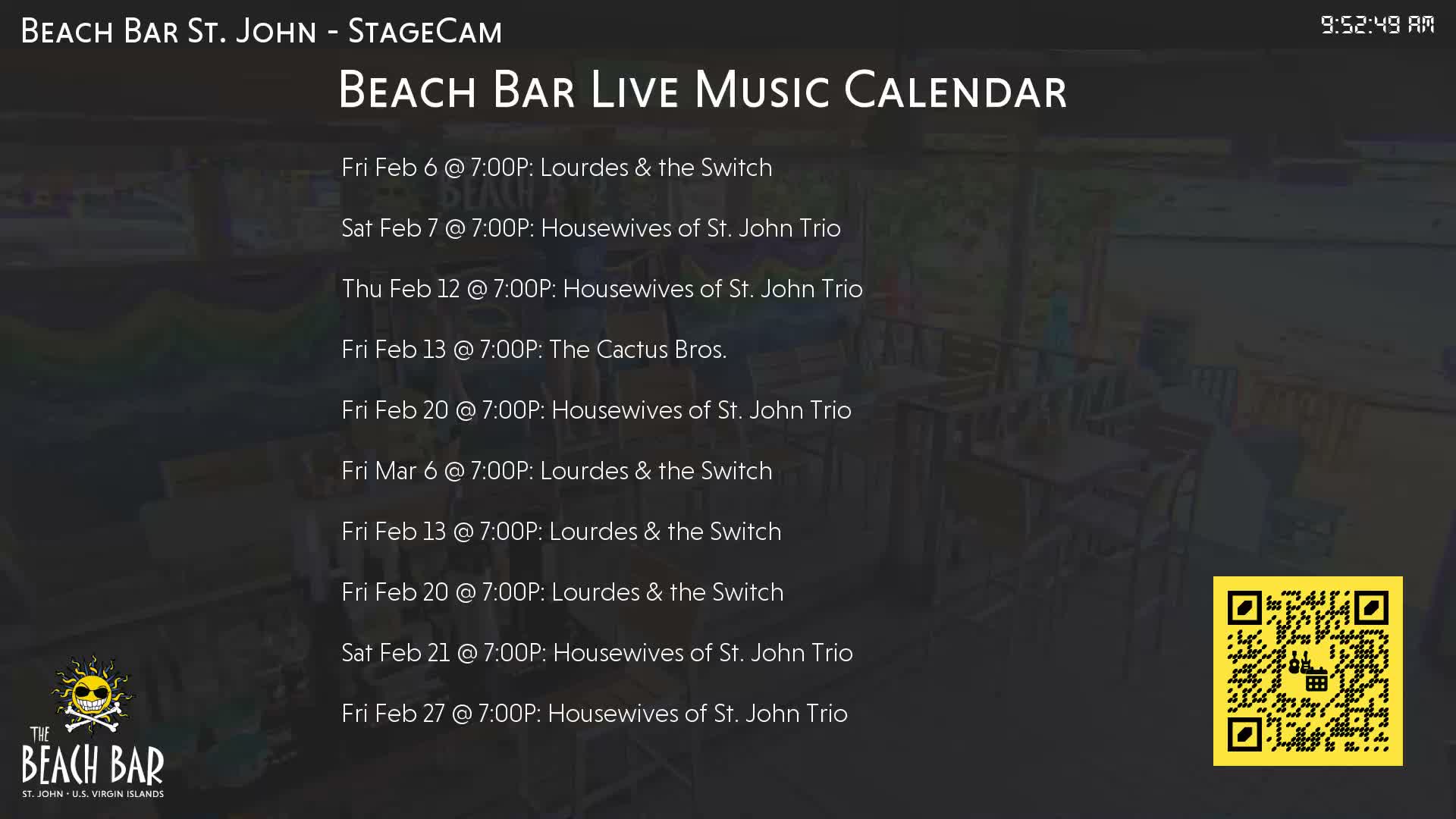 St. John, Cruz Bay The Beach Bar Stage Live Cam - Cruz Bay, St. John, United States Virgin Islands, USA