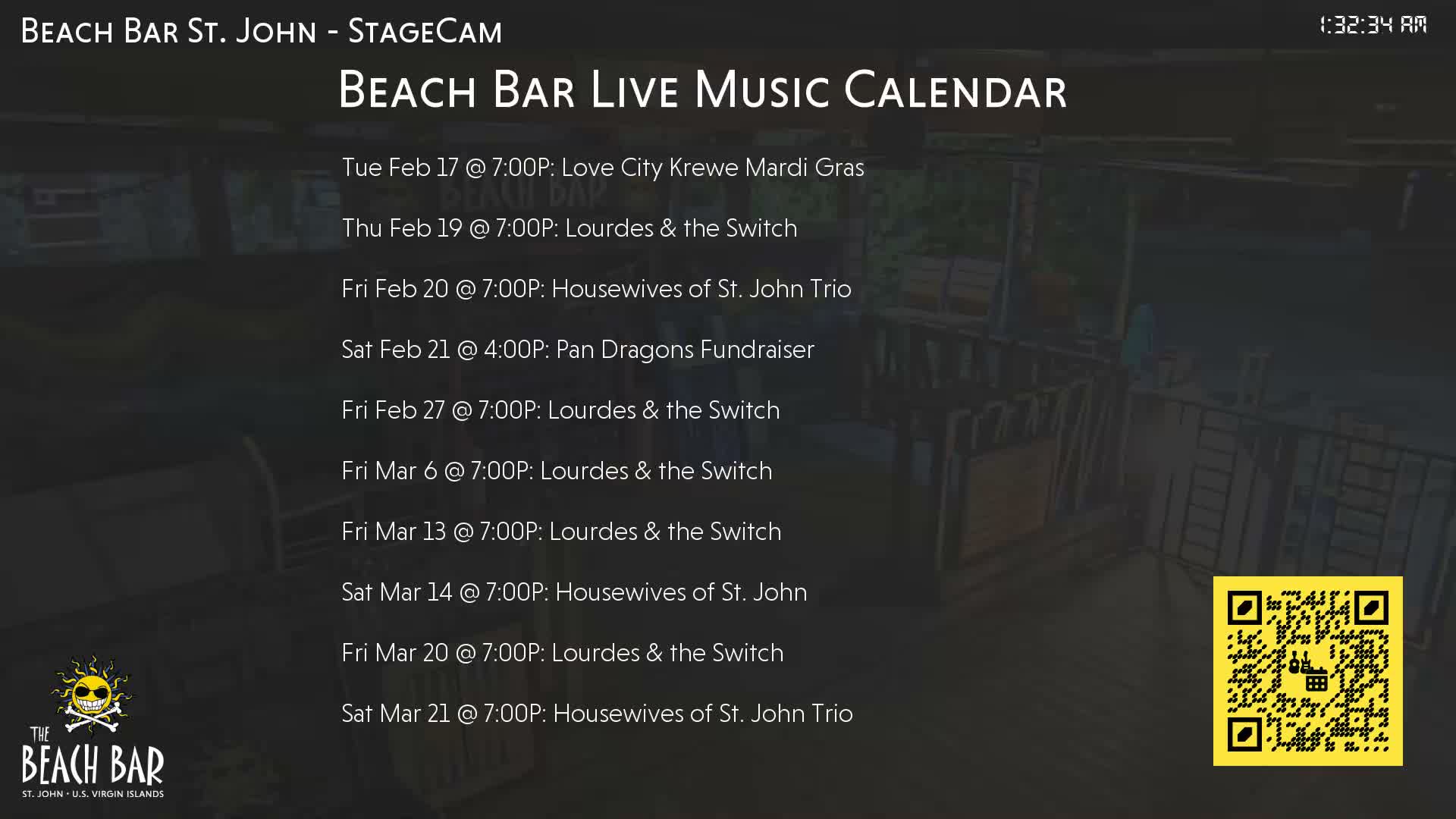 St. John, Cruz Bay The Beach Bar Stage Live Cam - Cruz Bay, St. John, United States Virgin Islands, USA