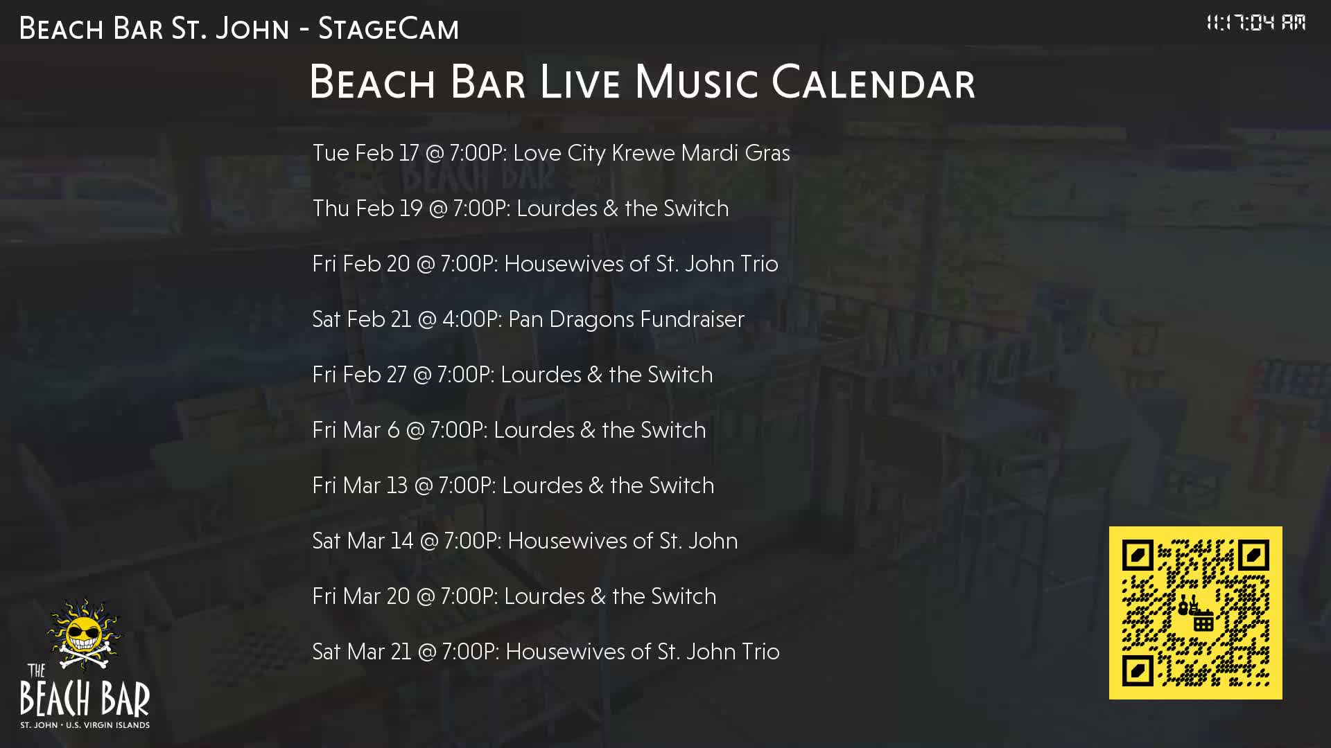 St. John, Cruz Bay The Beach Bar Stage Live Cam - Cruz Bay, St. John, United States Virgin Islands, USA