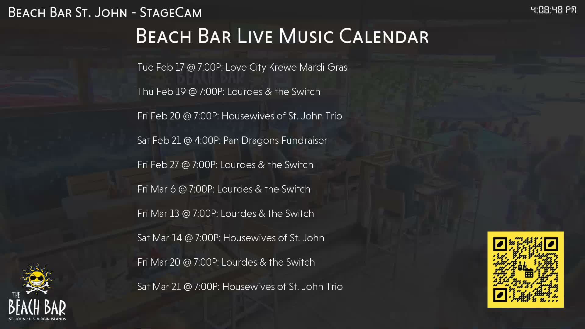 St. John, Cruz Bay The Beach Bar Stage Live Cam - Cruz Bay, St. John, United States Virgin Islands, USA