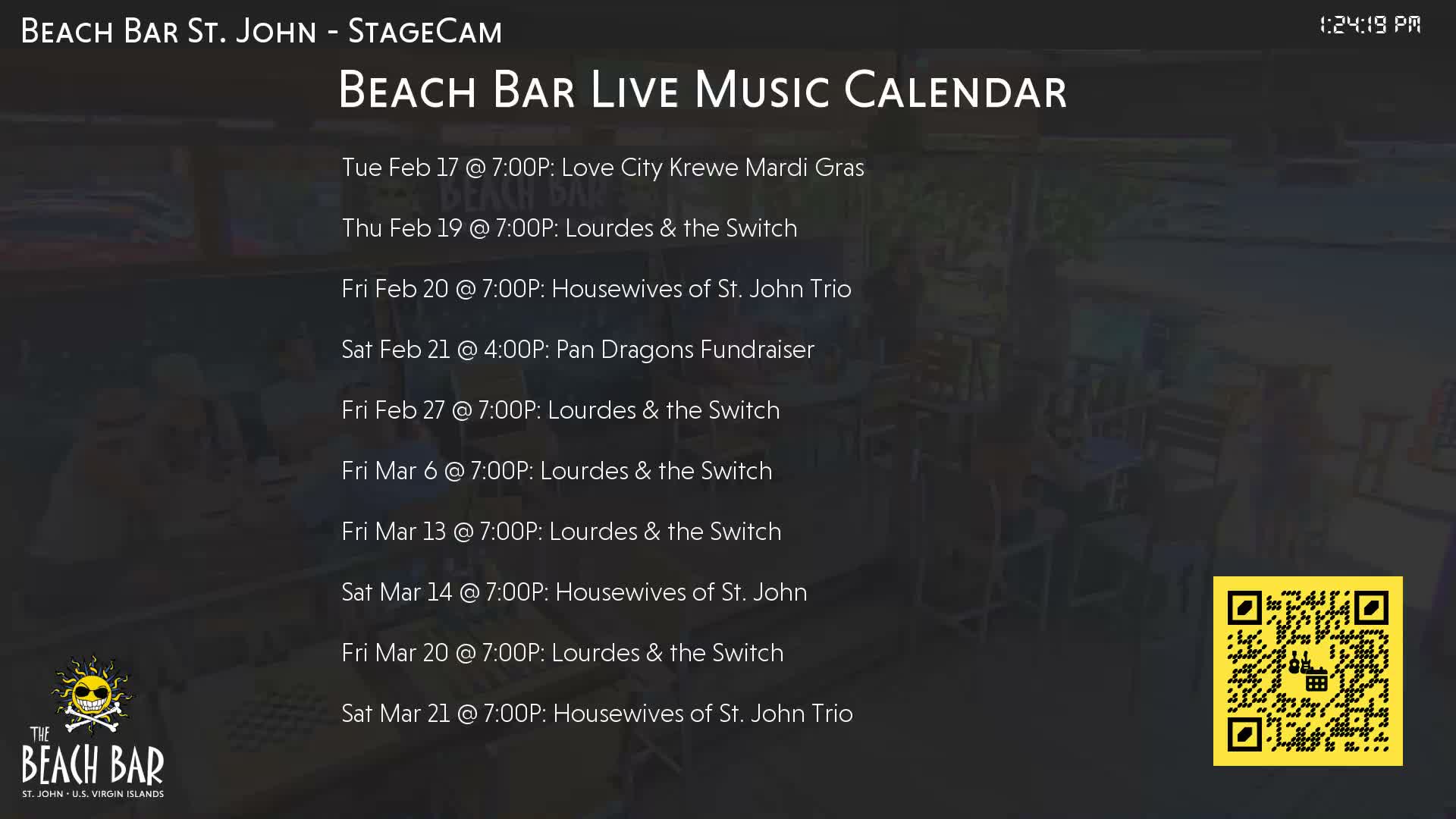 St. John, Cruz Bay The Beach Bar Stage Live Cam - Cruz Bay, St. John, United States Virgin Islands, USA