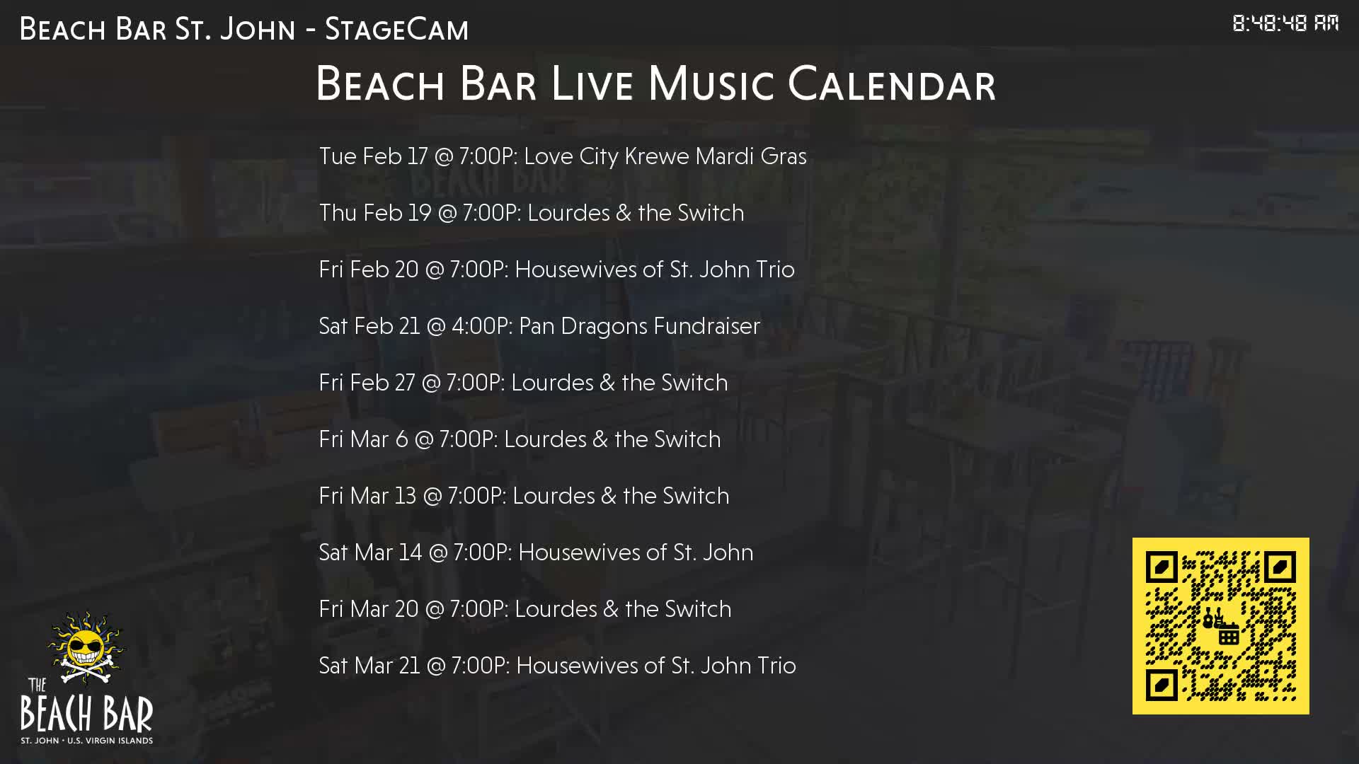 St. John, Cruz Bay The Beach Bar Stage Live Cam - Cruz Bay, St. John, United States Virgin Islands, USA