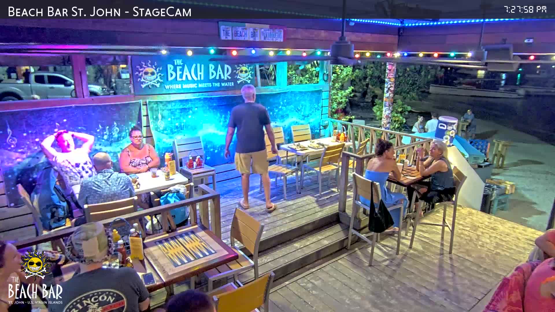 St. John, Cruz Bay The Beach Bar Stage Live Cam - Cruz Bay, St. John, United States Virgin Islands, USA