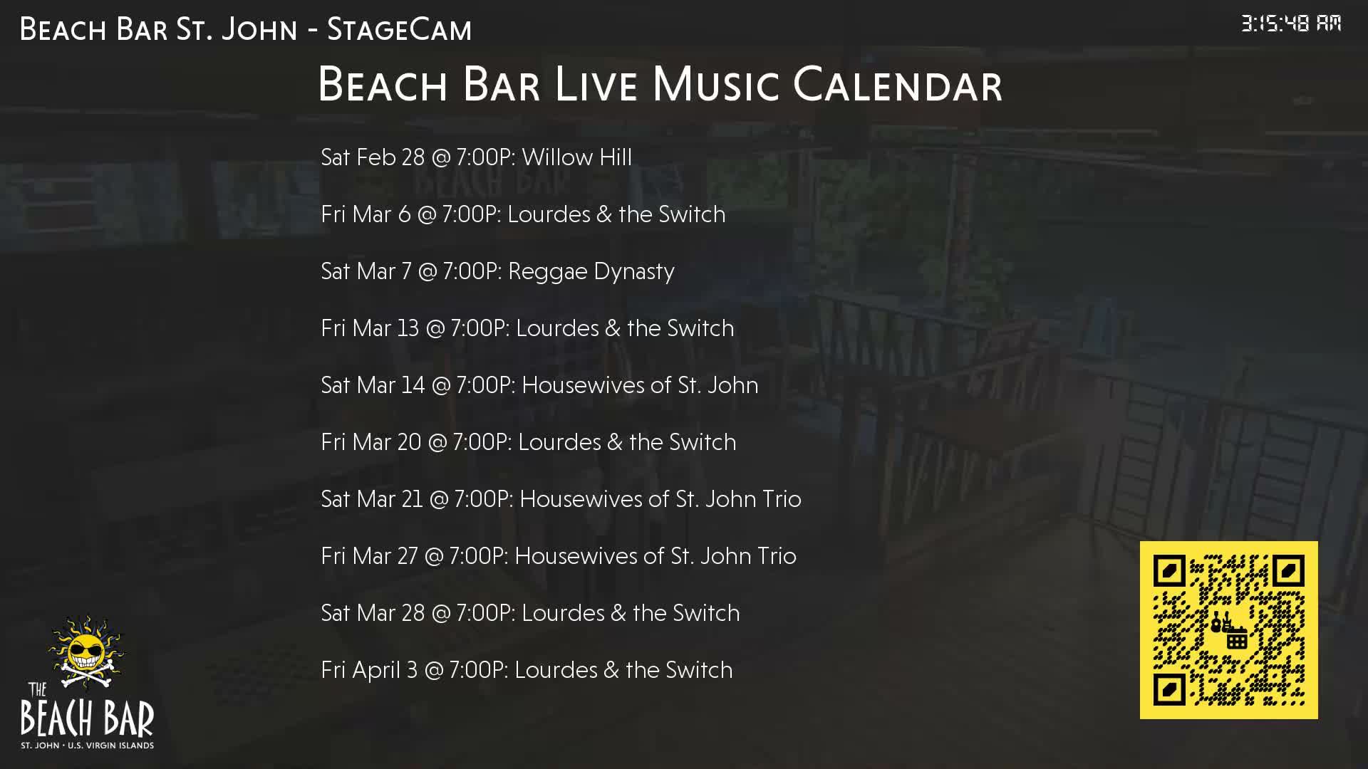 St. John, Cruz Bay The Beach Bar Stage Live Cam - Cruz Bay, St. John, United States Virgin Islands, USA