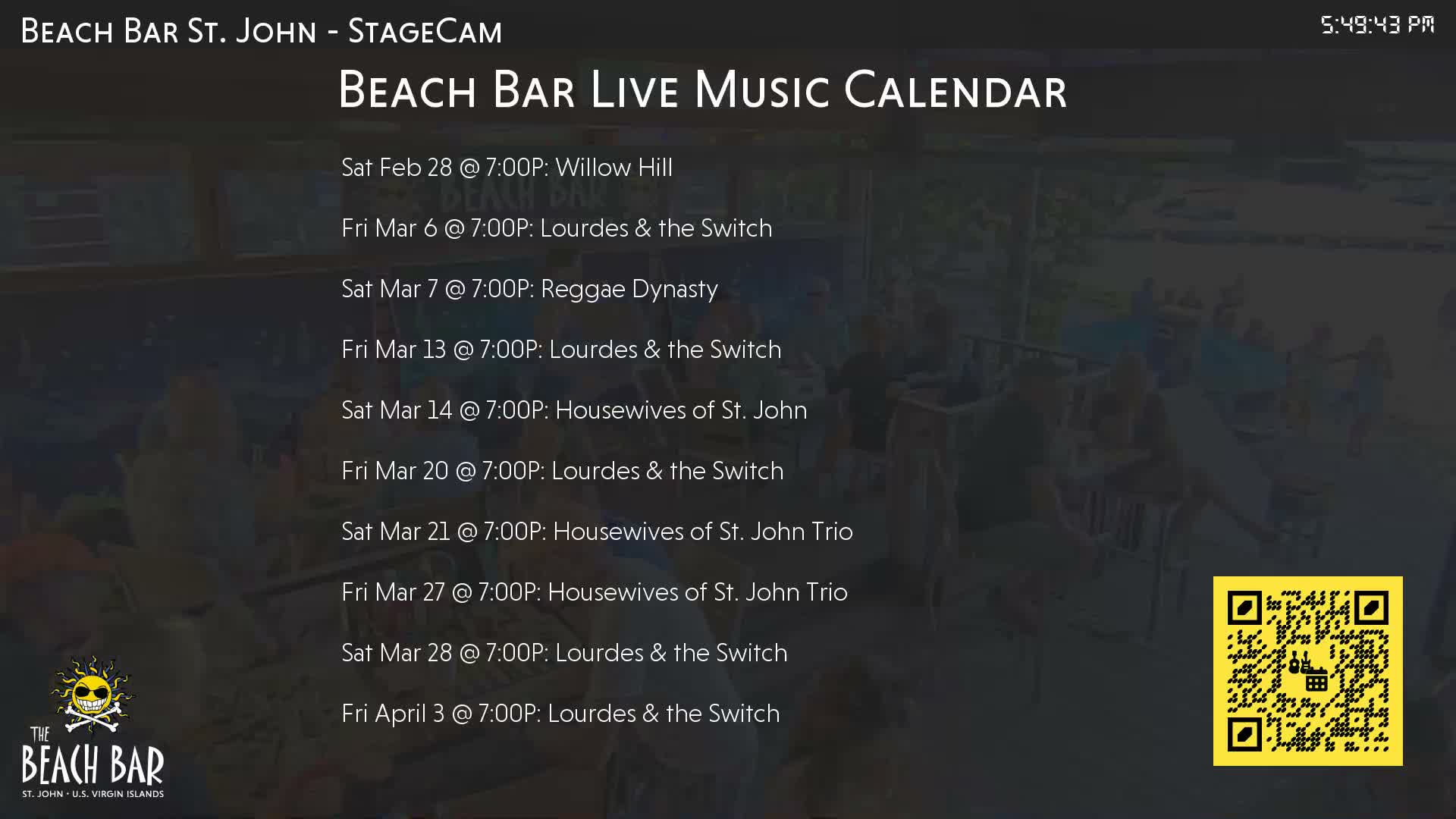 St. John, Cruz Bay The Beach Bar Stage Live Cam - Cruz Bay, St. John, United States Virgin Islands, USA