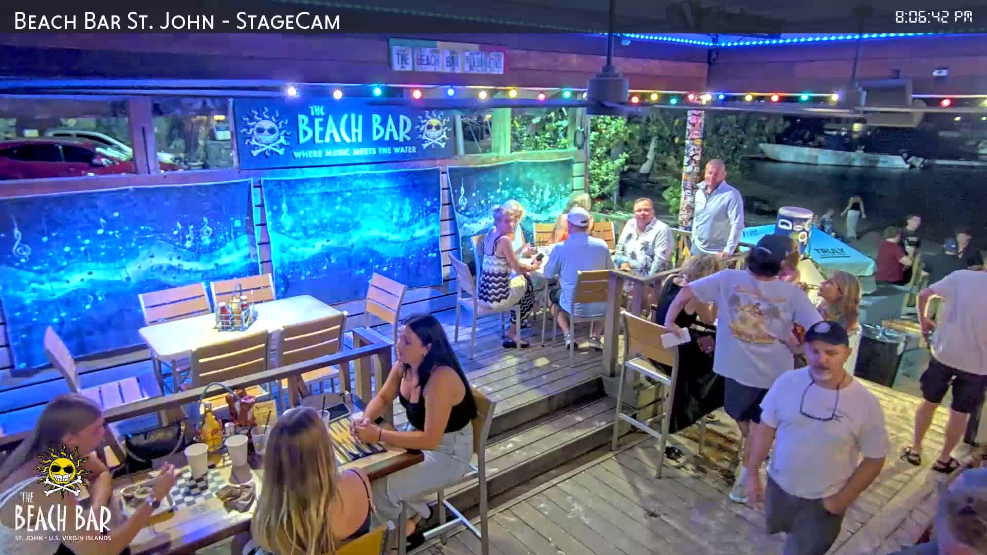St. John, Cruz Bay The Beach Bar Stage Live Cam - Cruz Bay, St. John, United States Virgin Islands, USA