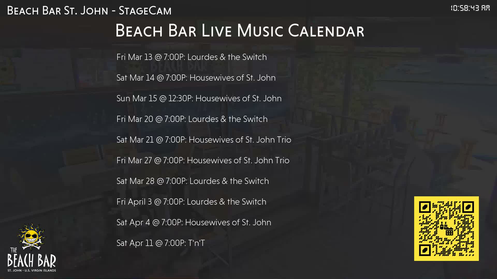St. John, Cruz Bay The Beach Bar Stage Live Cam - Cruz Bay, St. John, United States Virgin Islands, USA