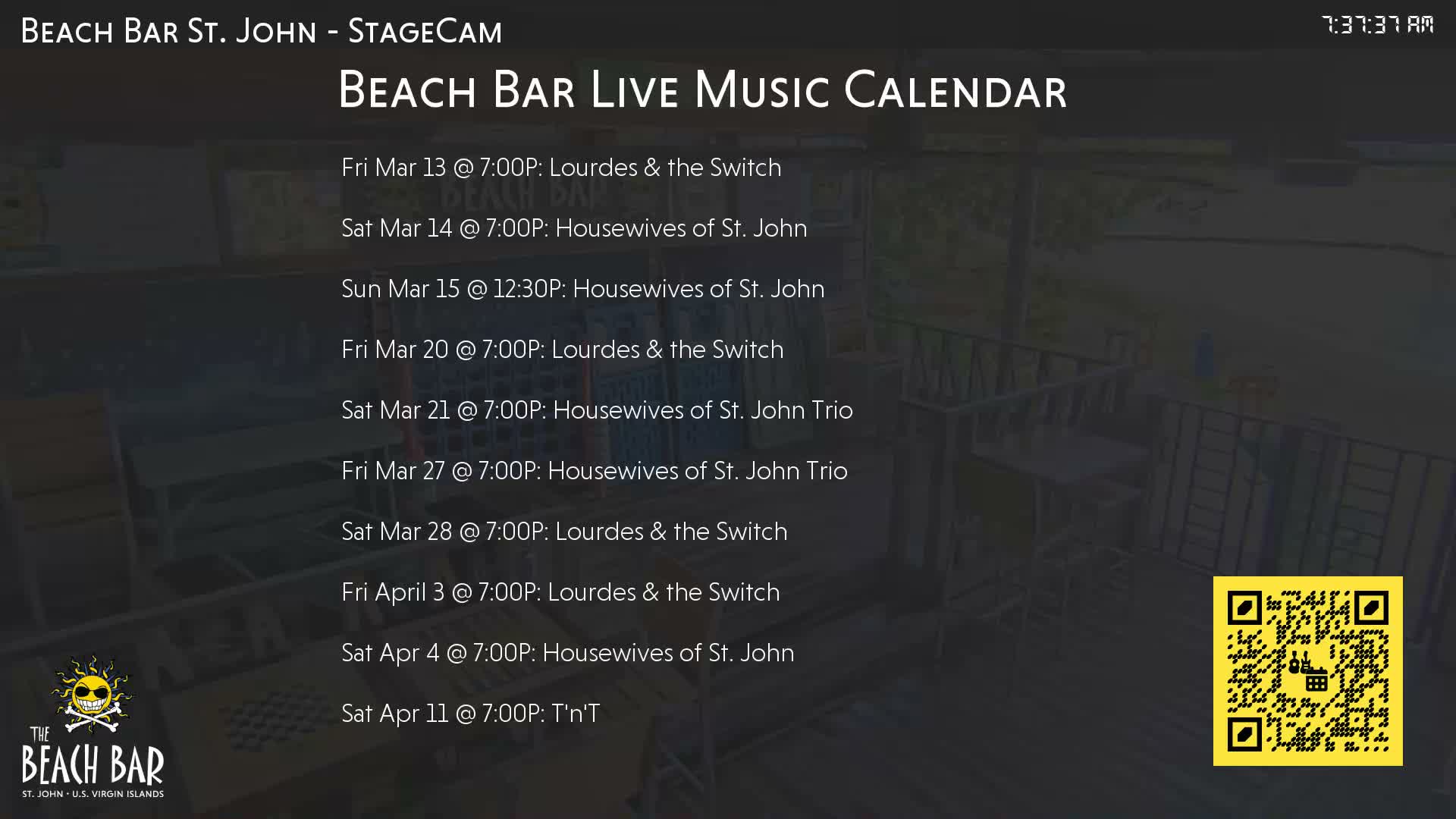 St. John, Cruz Bay The Beach Bar Stage Live Cam - Cruz Bay, St. John, United States Virgin Islands, USA