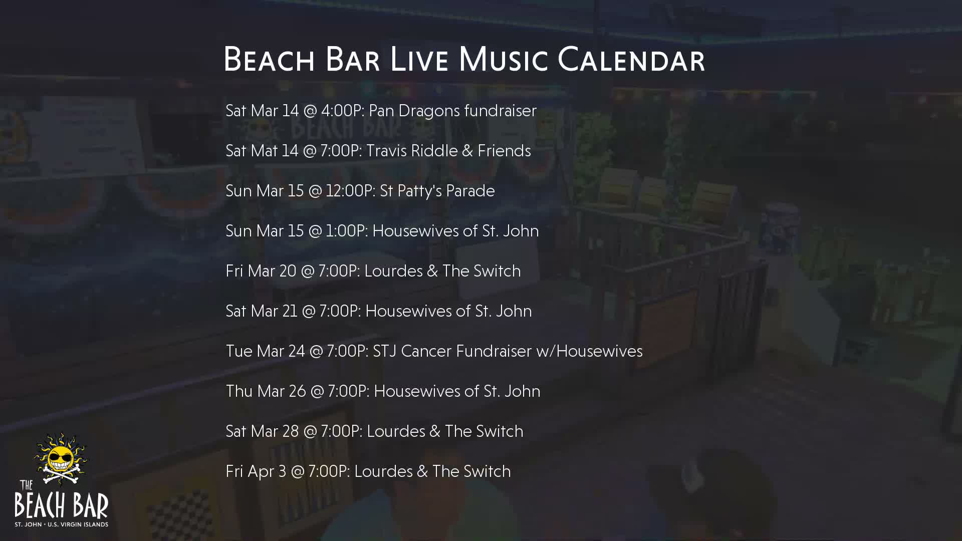 St. John, Cruz Bay The Beach Bar Stage Live Cam - Cruz Bay, St. John, United States Virgin Islands, USA