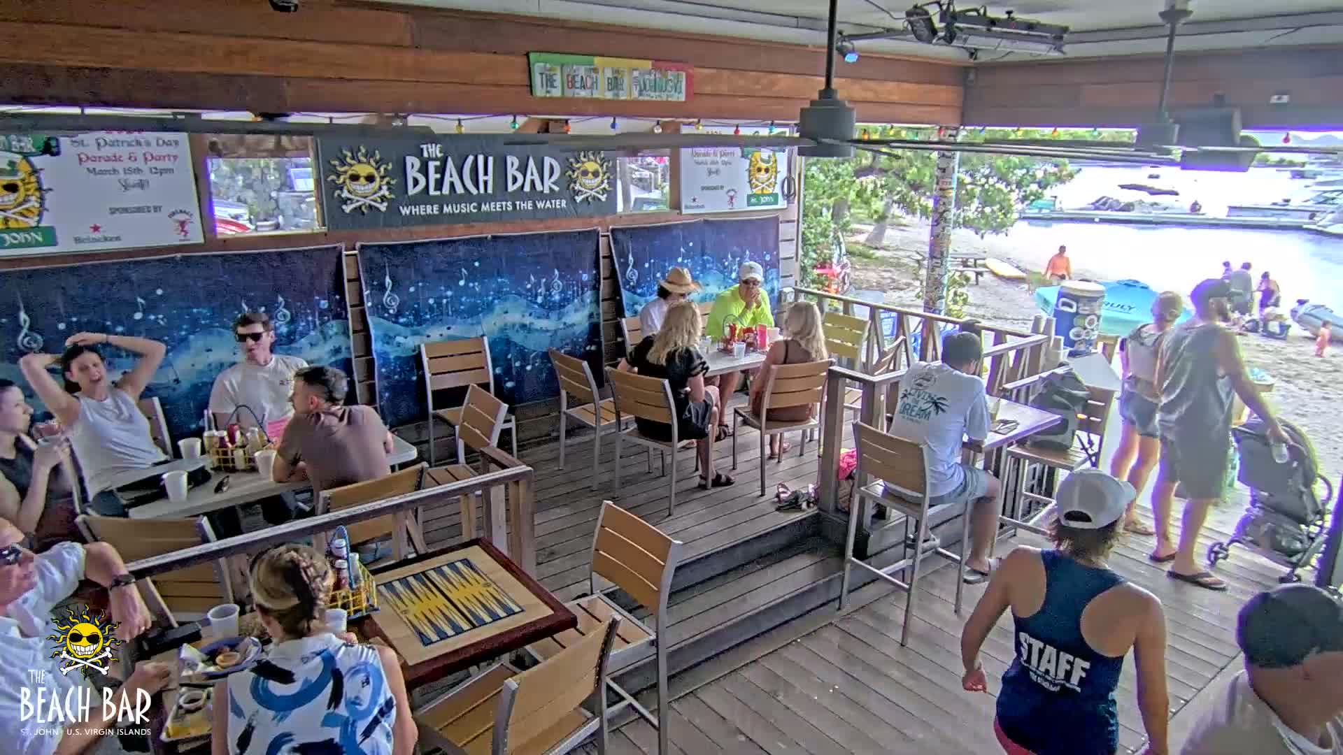 St. John, Cruz Bay The Beach Bar Stage Live Cam - Cruz Bay, St. John, United States Virgin Islands, USA