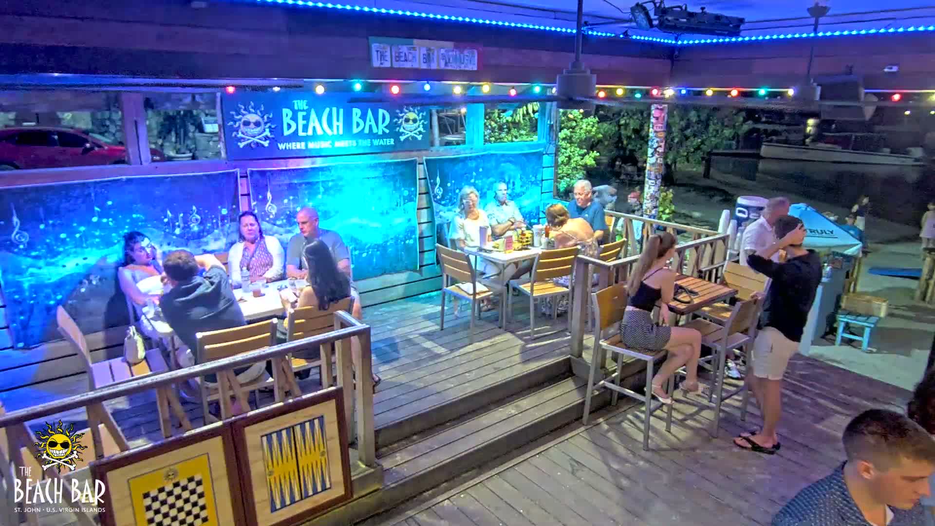 St. John, Cruz Bay The Beach Bar Stage Live Cam - Cruz Bay, St. John, United States Virgin Islands, USA