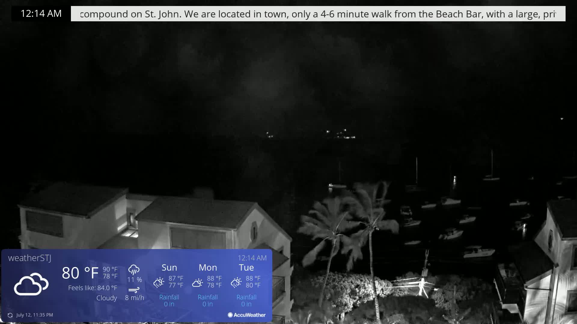 U.S Virgin Island, St John,  Mingo, Grass & Thatch Cay from Cruz Bay  Live Cam - Cruz Bay, St. John, United States Virgin Islands, USA