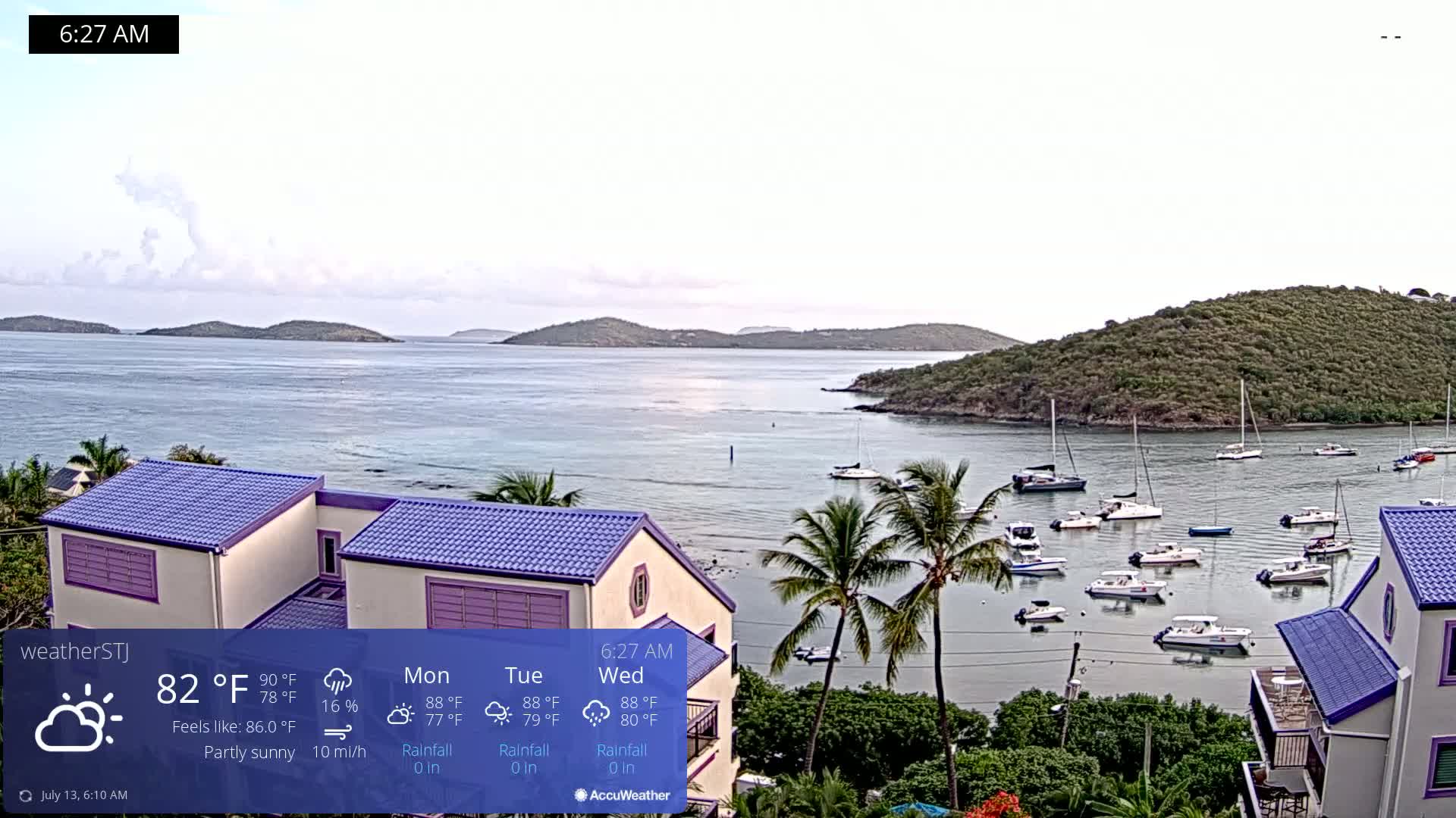 U.S Virgin Island, St John,  Mingo, Grass & Thatch Cay from Cruz Bay  Live Cam - Cruz Bay, St. John, United States Virgin Islands, USA