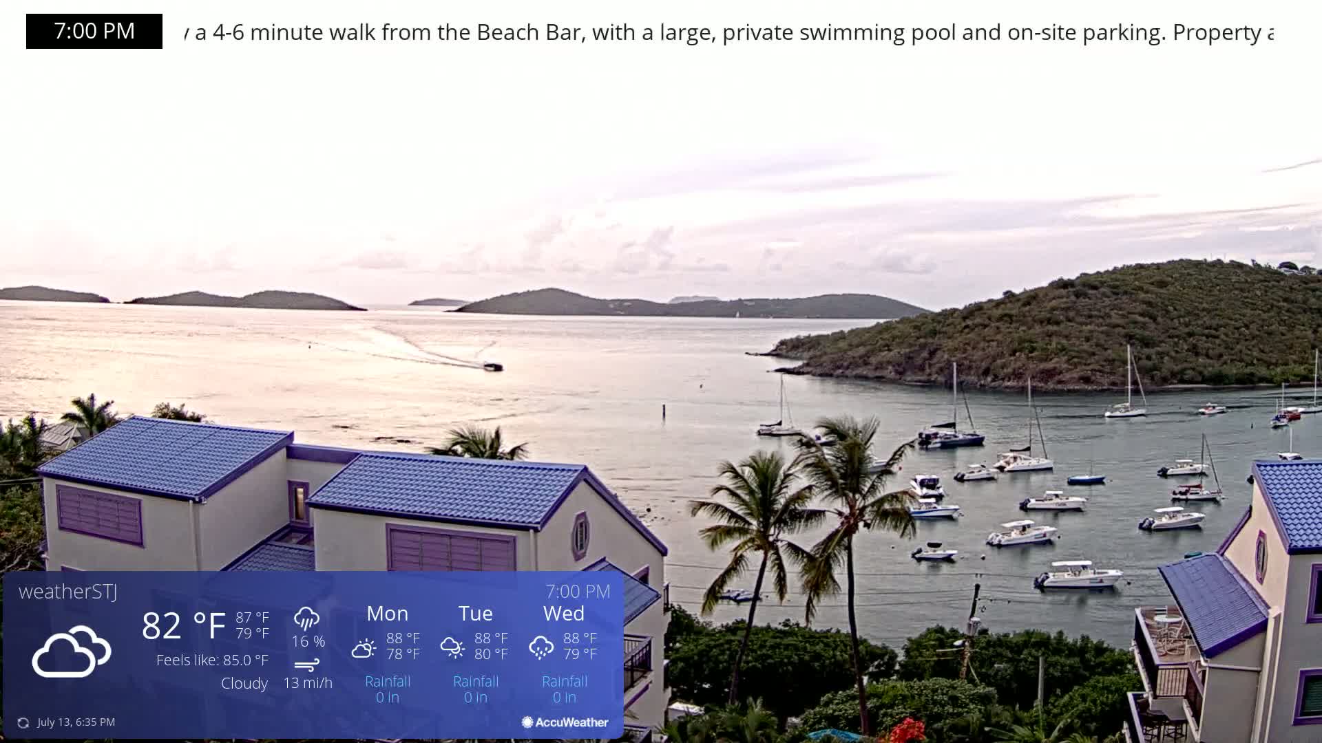 U.S Virgin Island, St John,  Mingo, Grass & Thatch Cay from Cruz Bay  Live Cam - Cruz Bay, St. John, United States Virgin Islands, USA