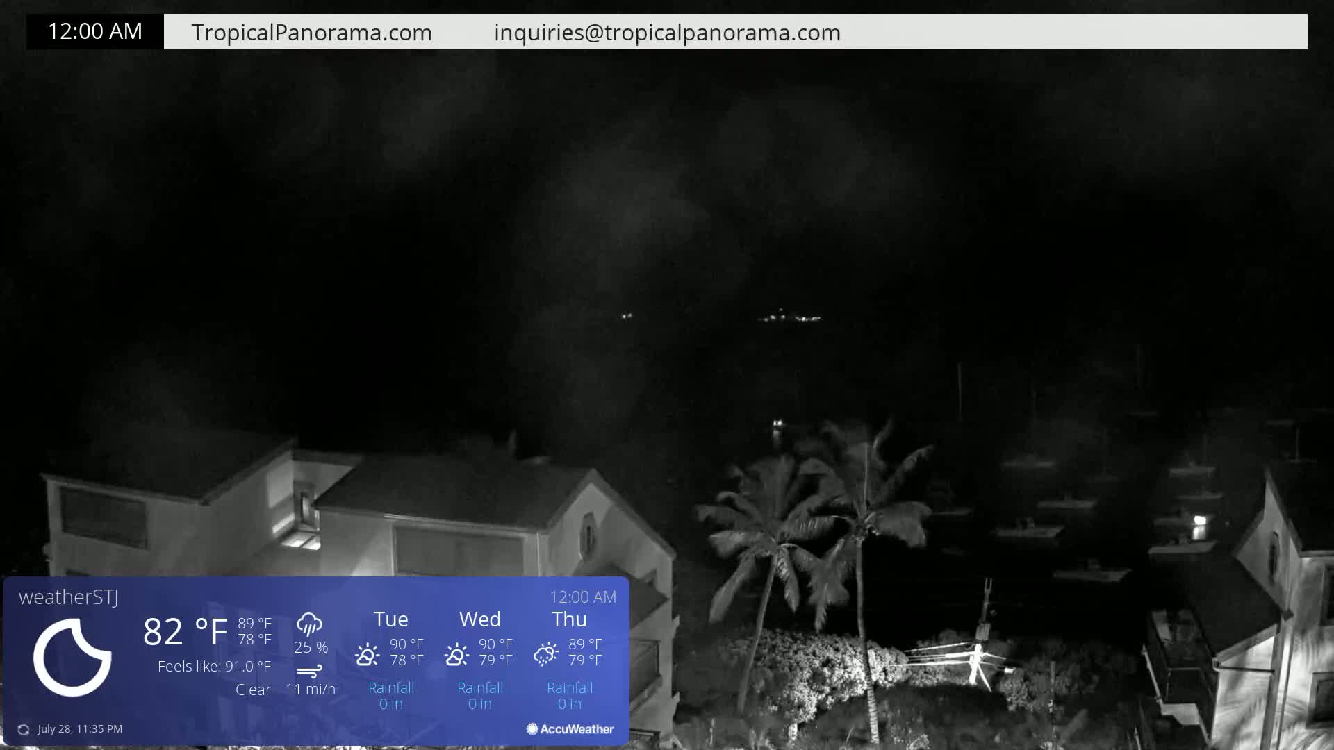 U.S Virgin Island, St John,  Mingo, Grass & Thatch Cay from Cruz Bay  Live Cam - Cruz Bay, St. John, United States Virgin Islands, USA